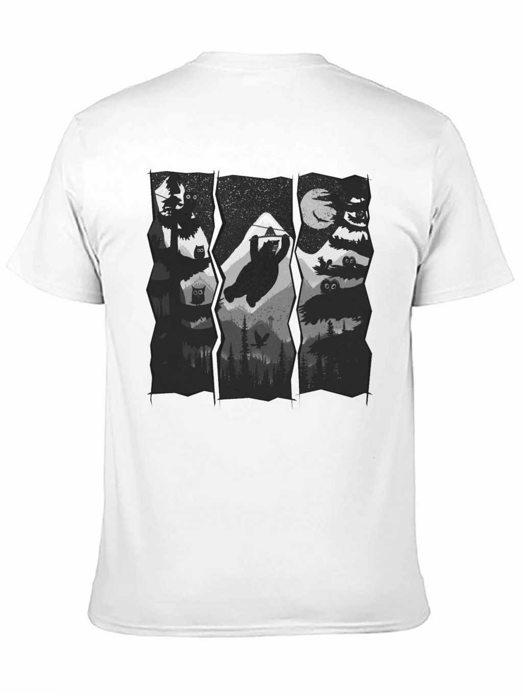 Mens Black Graphic Print Nature T-Shirt