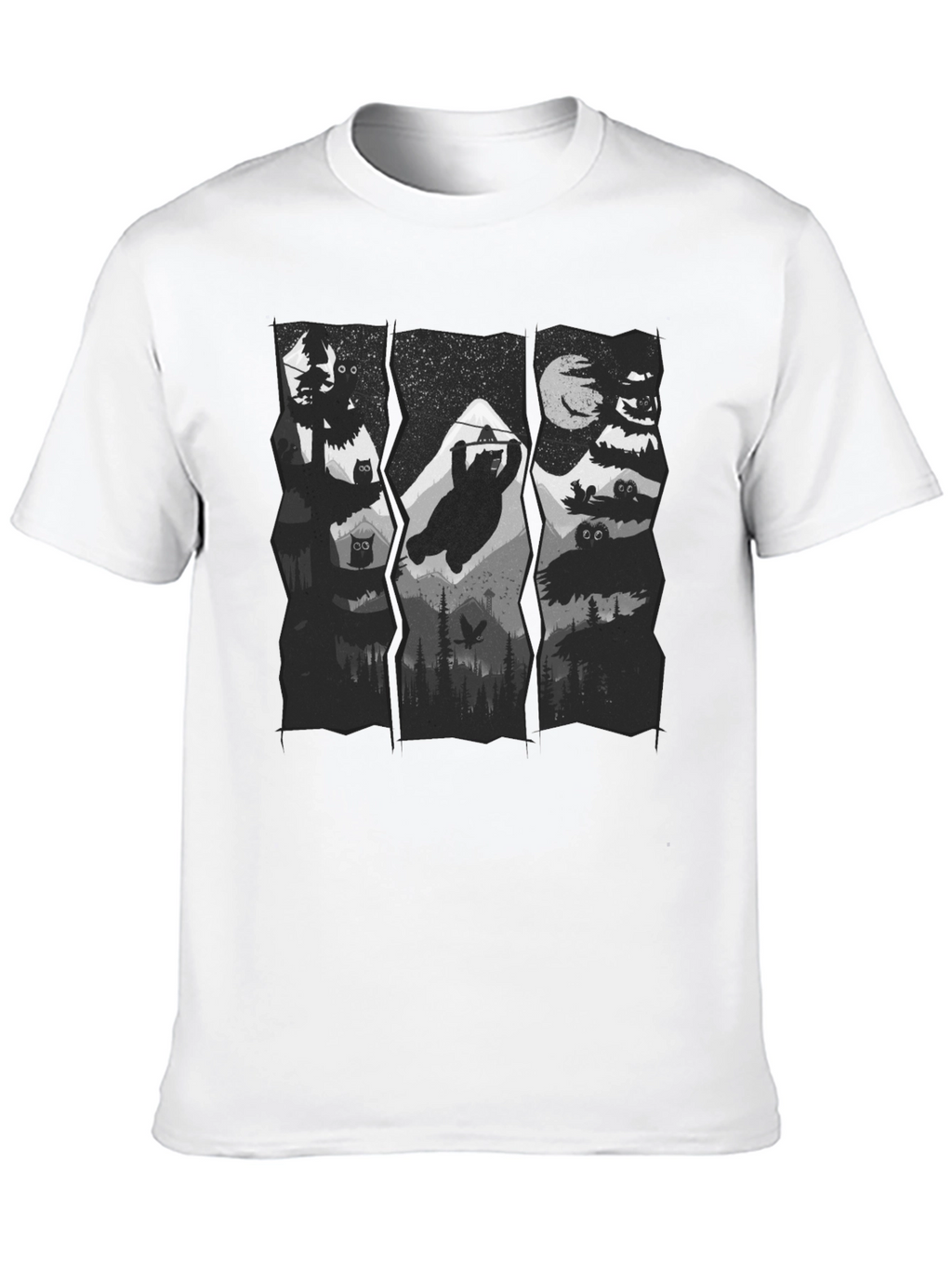 Mens Black Graphic Print Nature T-Shirt