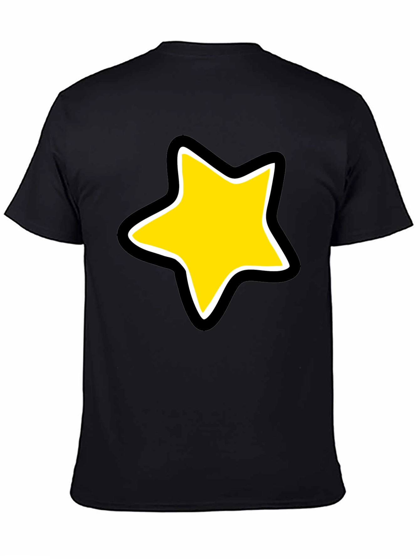 Star Graphic Black Tee - Bold Cartoon Style