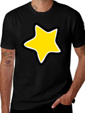 Star Graphic Black Tee - Bold Cartoon Style