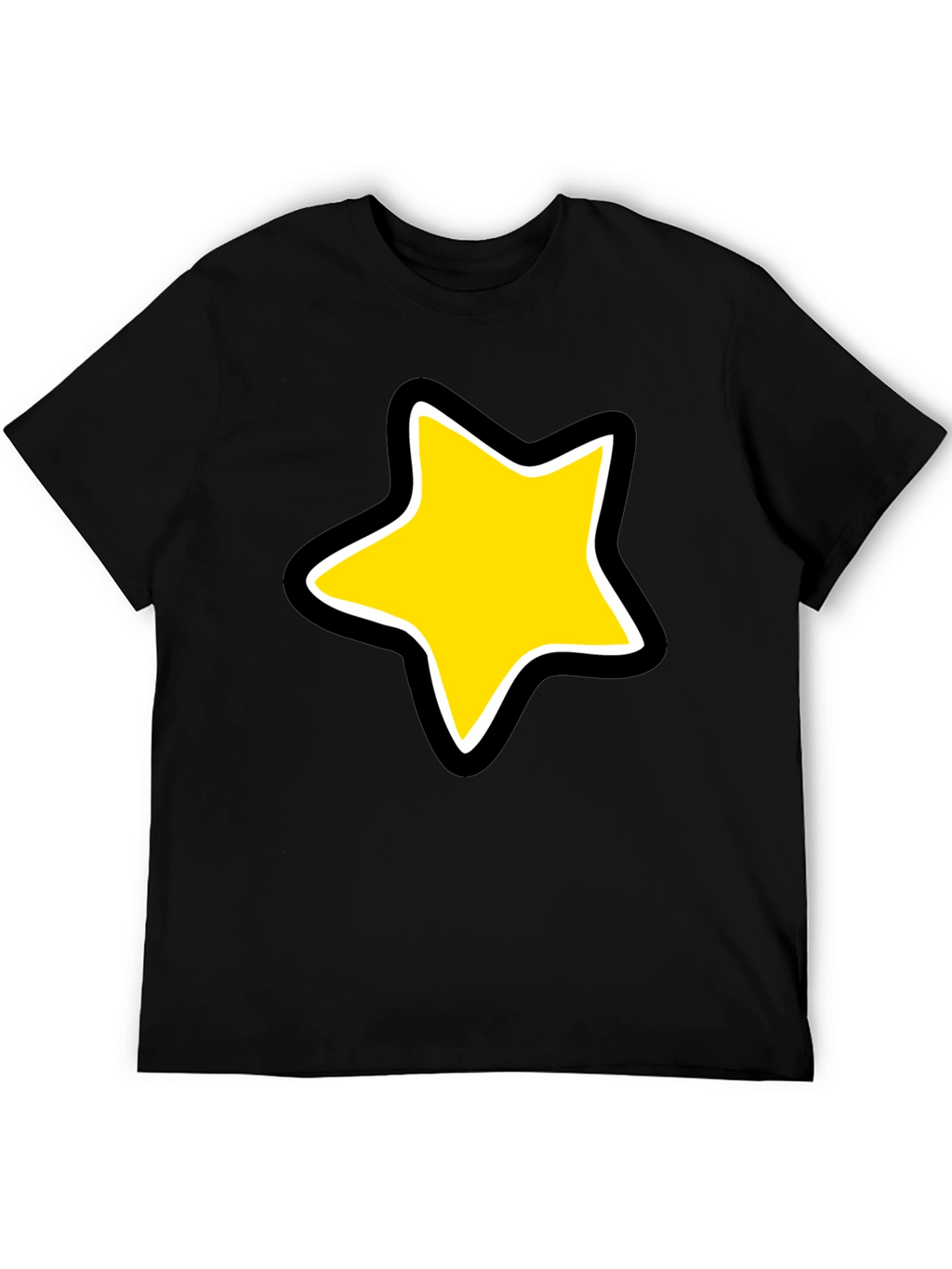 Star Graphic Black Tee - Bold Cartoon Style