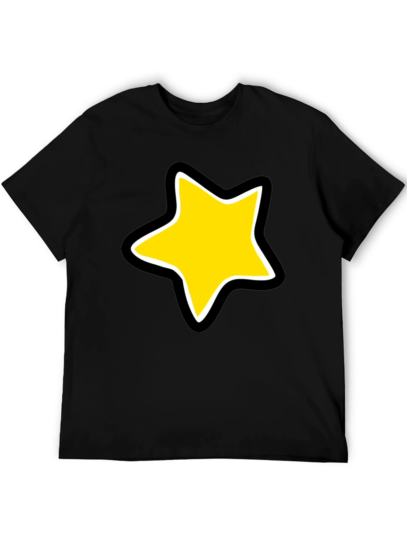 Star Graphic Black Tee - Bold Cartoon Style