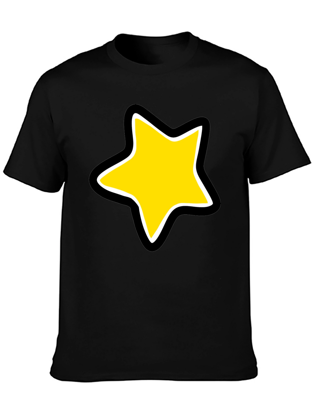 Star Graphic Black Tee - Bold Cartoon Style