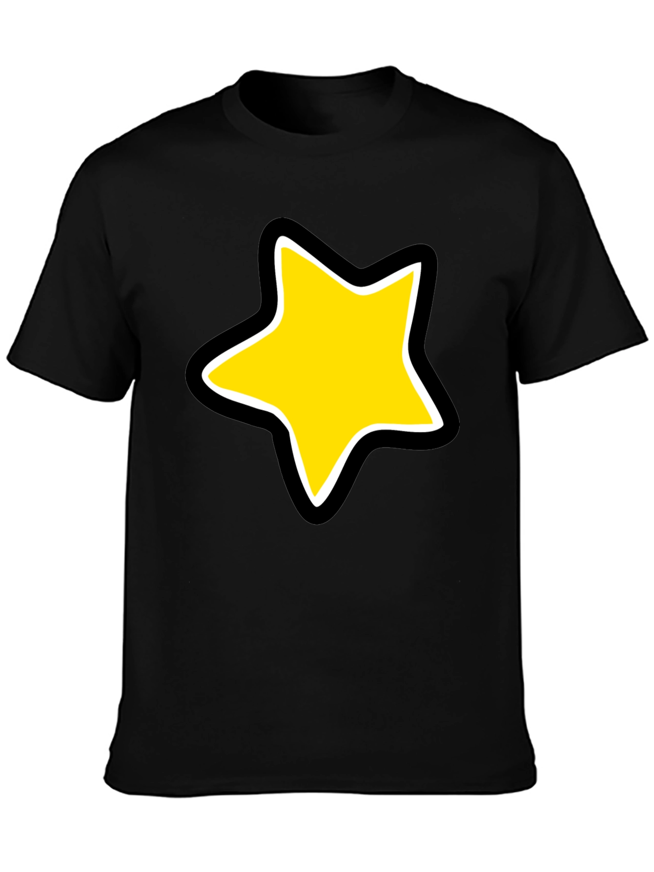 Star Graphic Black Tee - Bold Cartoon Style