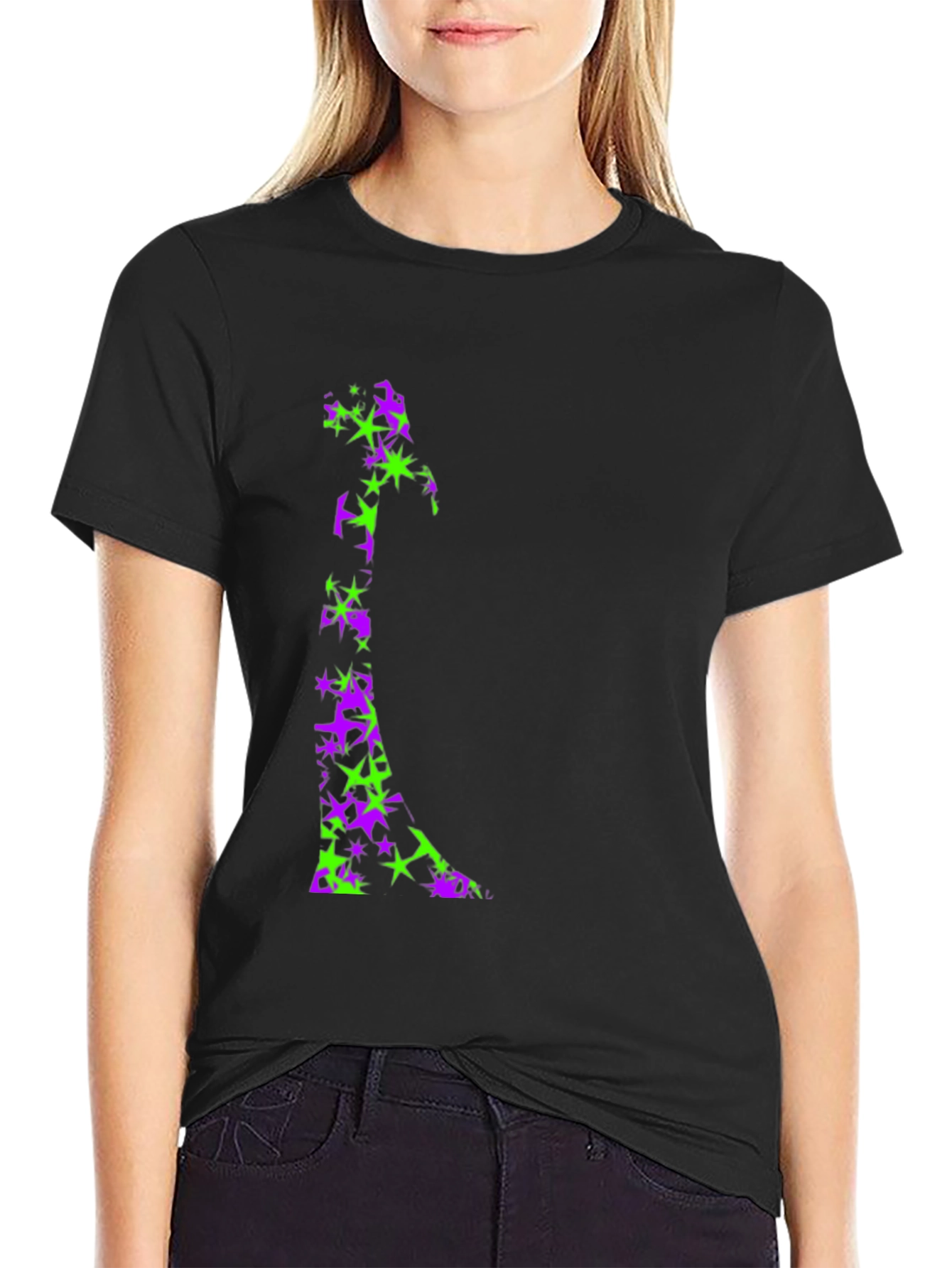 Starry Witch Graphic Tee - Black Cotton Comfort