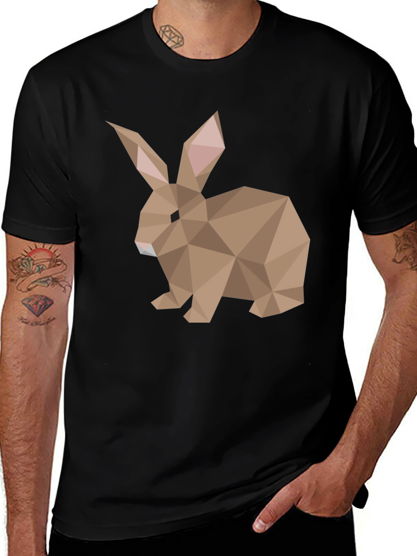 Geometric Rabbit Graphic Tee - Soft Cotton Blend