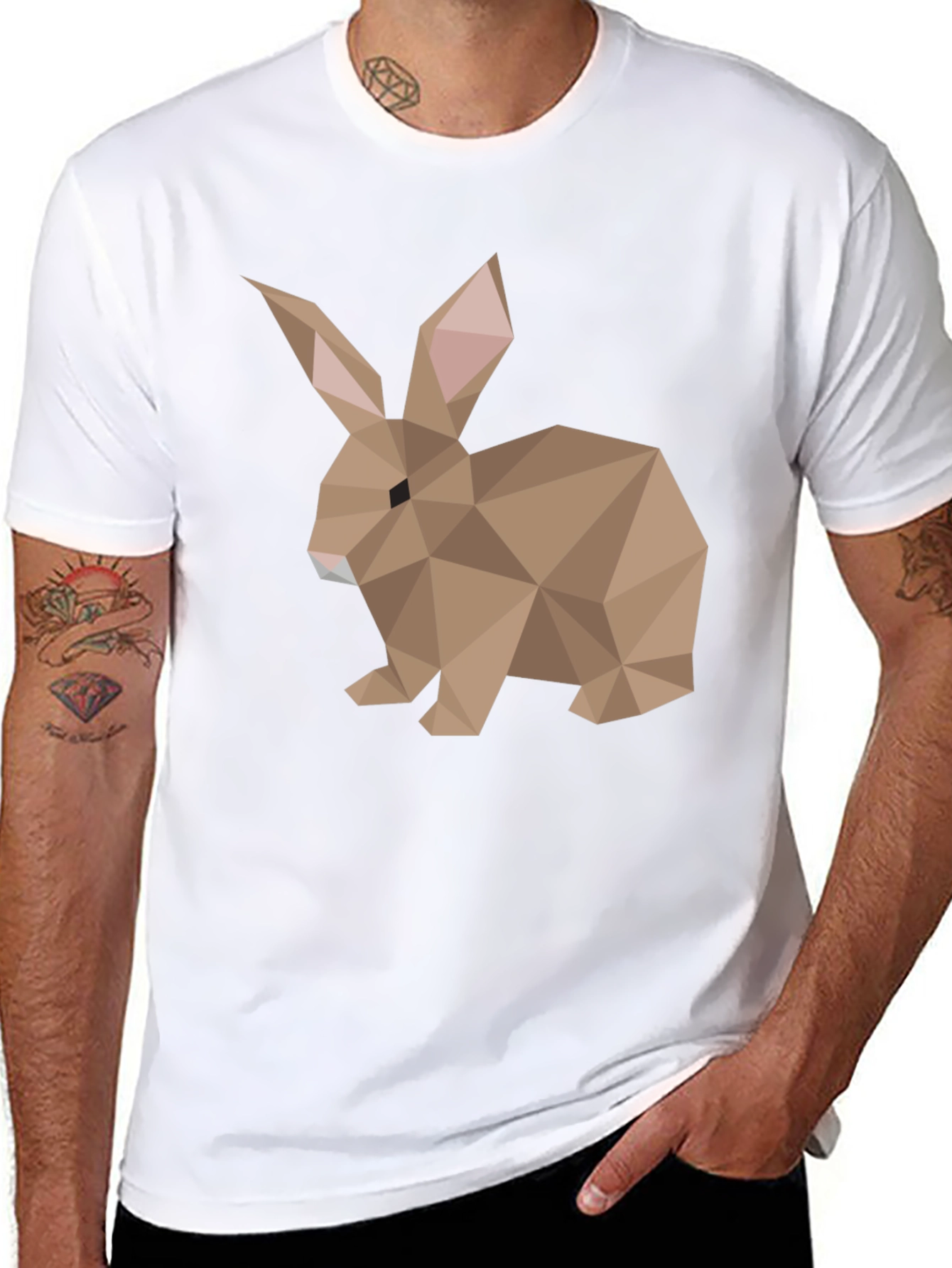 Geometric Rabbit Graphic Tee - Soft Cotton Blend
