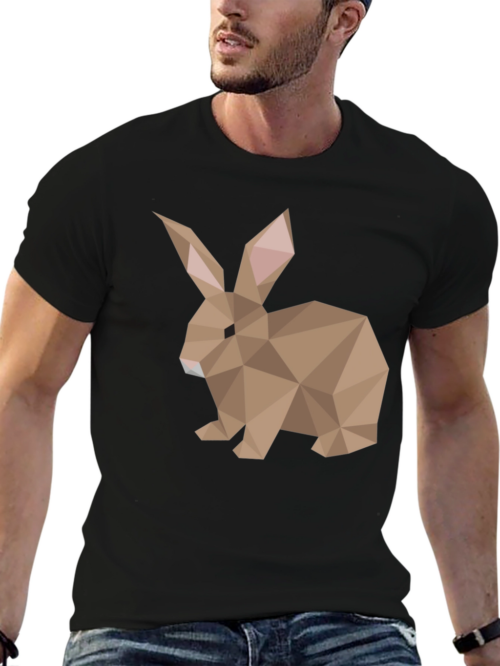 Geometric Rabbit Graphic Tee - Soft Cotton Blend