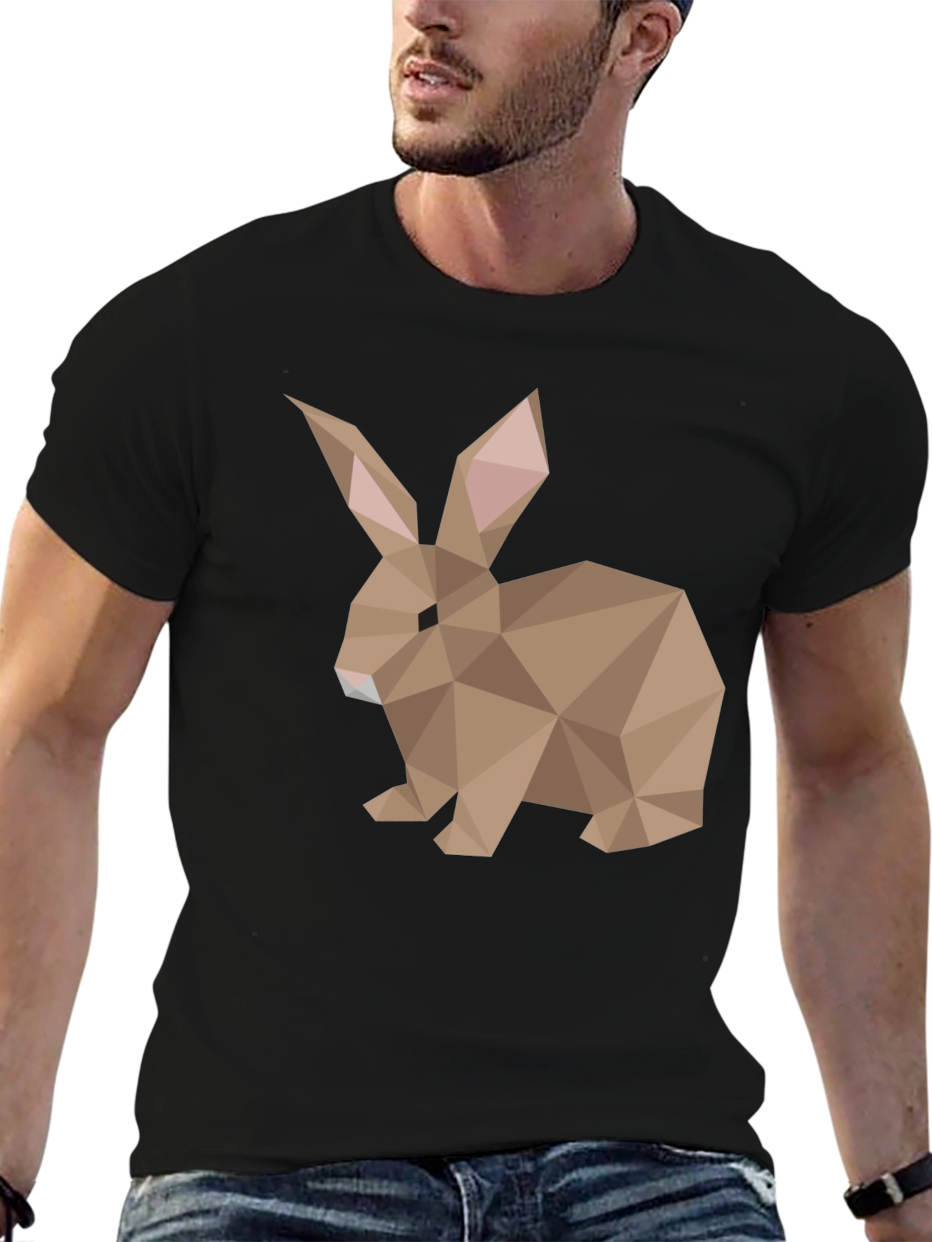 Geometric Rabbit Graphic Tee - Soft Cotton Blend