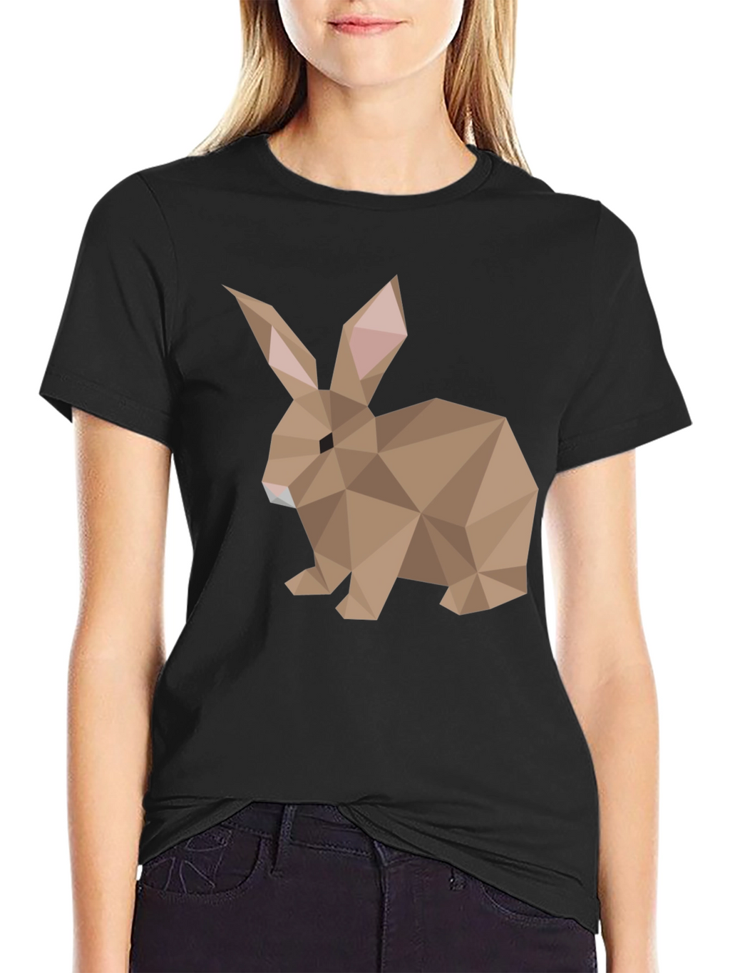 Geometric Rabbit Graphic Tee - Soft Cotton Blend