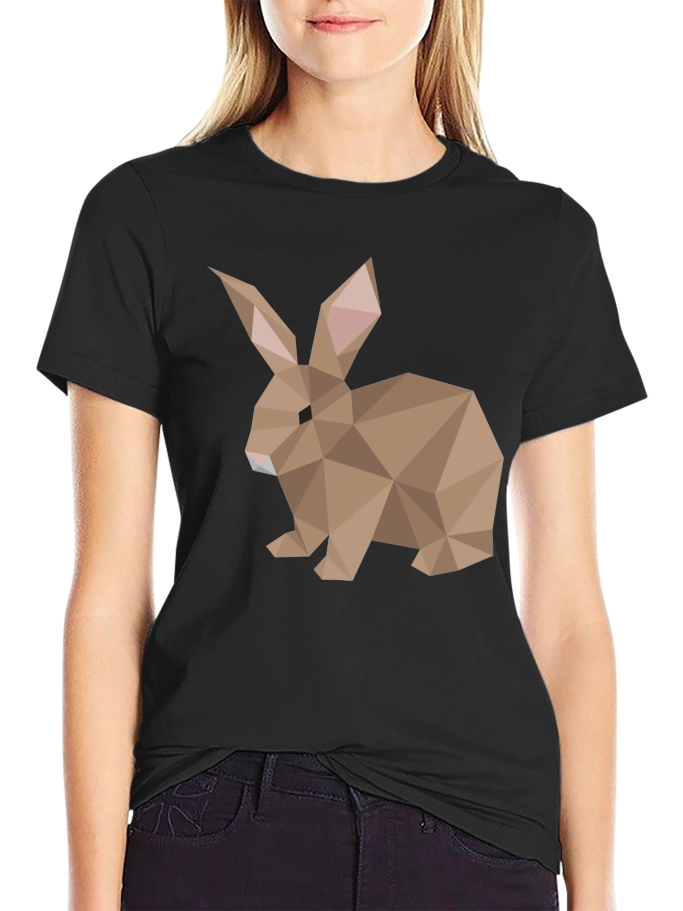 Geometric Rabbit Graphic Tee - Soft Cotton Blend