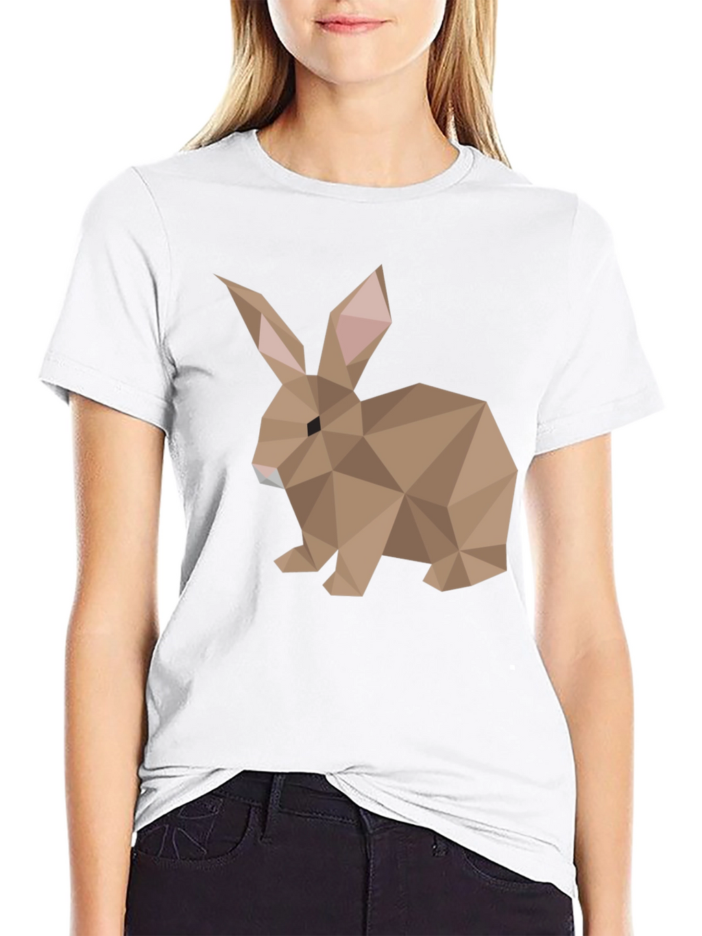 Geometric Rabbit Graphic Tee - Soft Cotton Blend