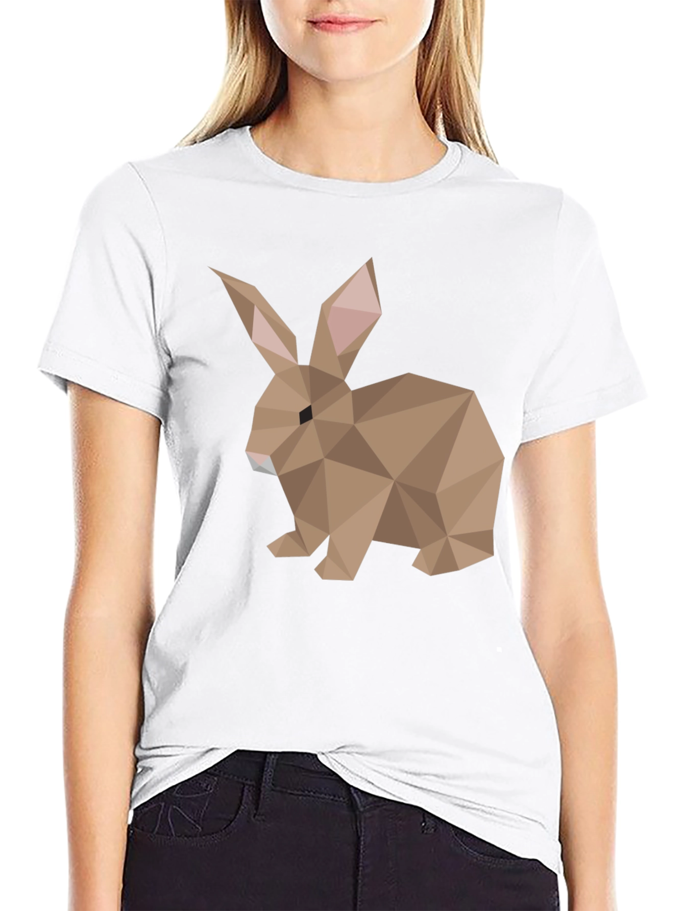 Geometric Rabbit Graphic Tee - Soft Cotton Blend