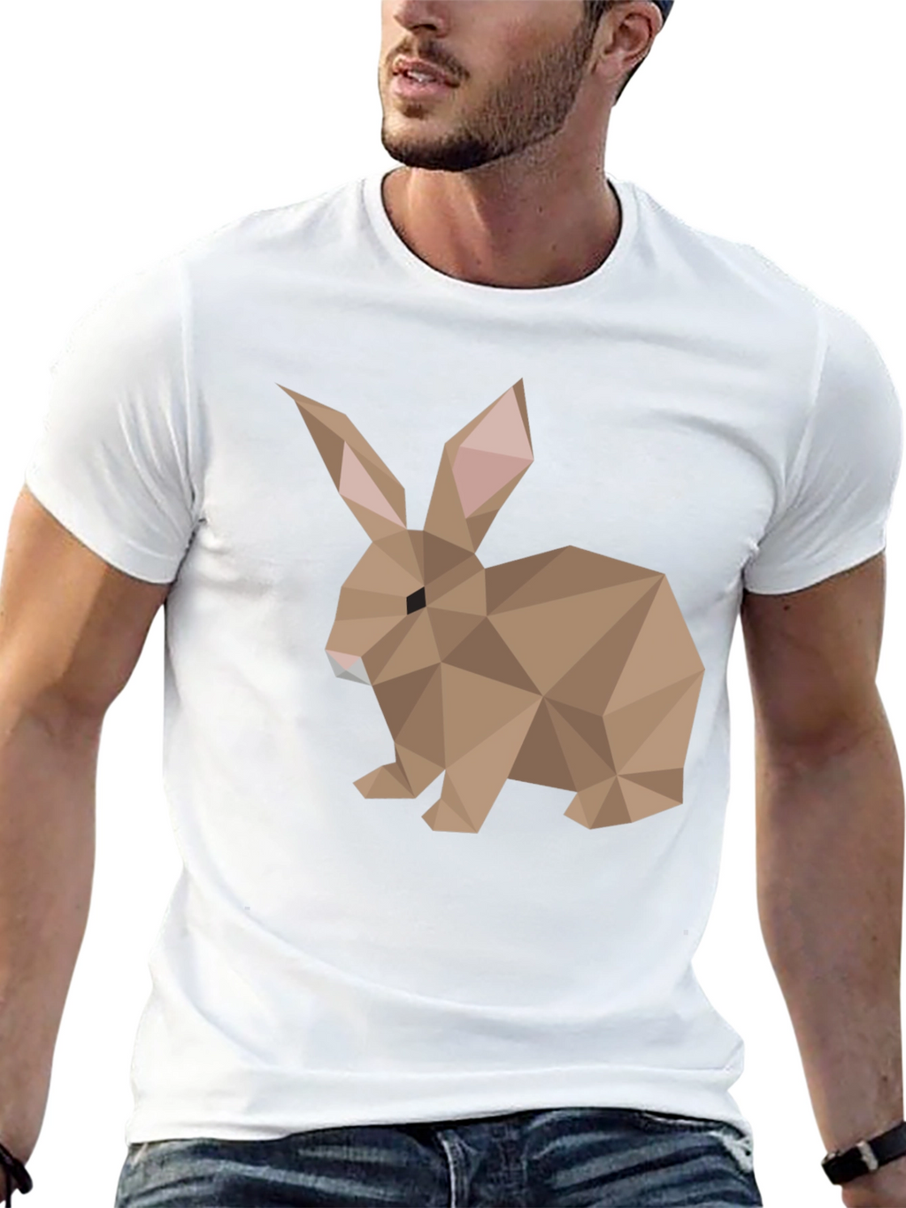 Geometric Rabbit Graphic Tee - Soft Cotton Blend