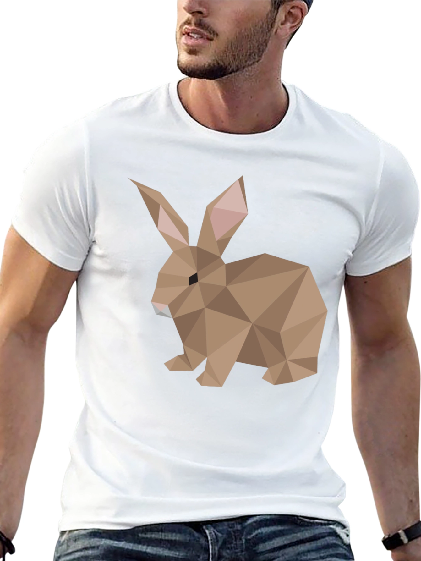 Geometric Rabbit Graphic Tee - Soft Cotton Blend