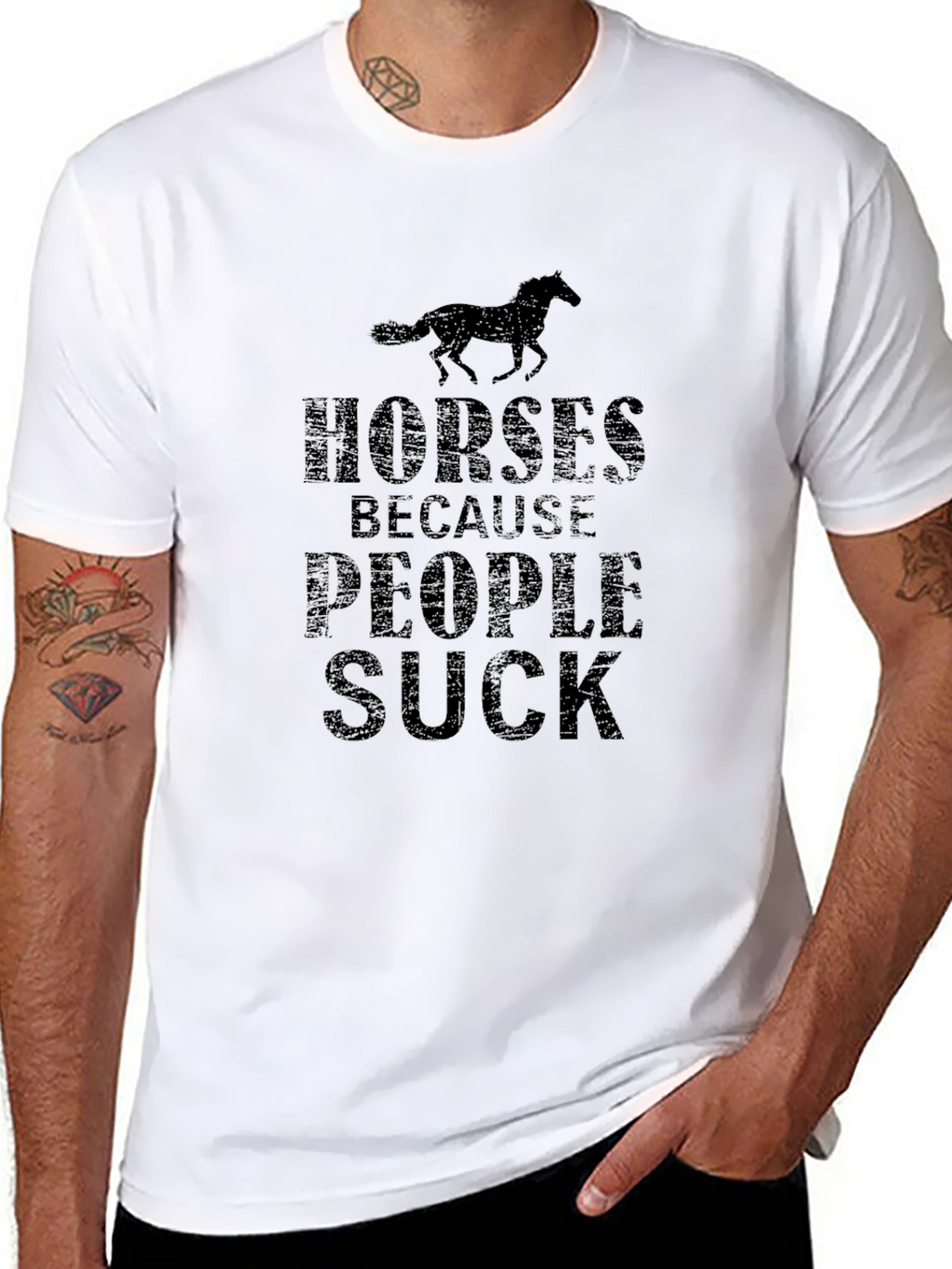 Horses Because People Suck Black T-Shirt
