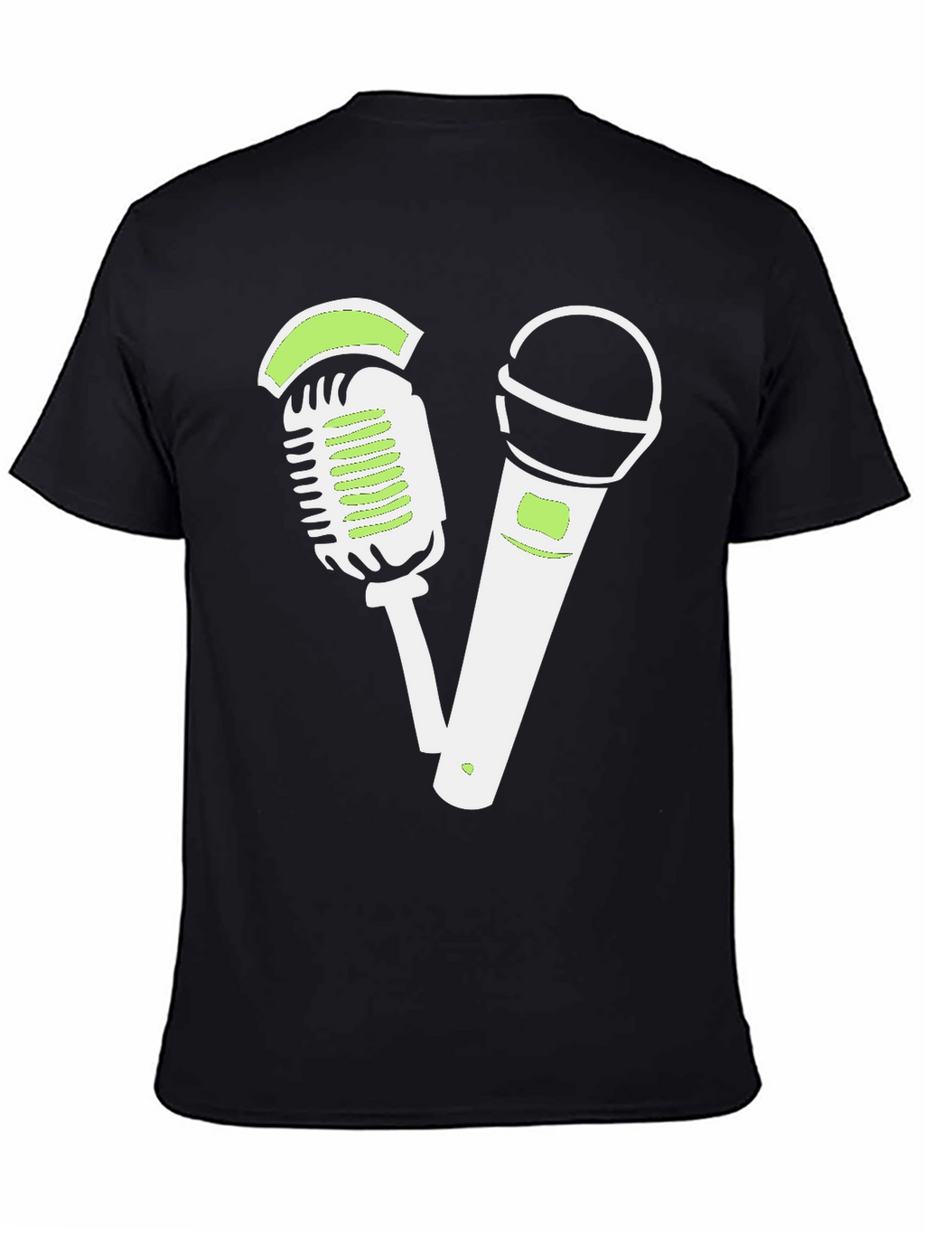 Retro Mic Graphic Tee - Black Cotton Shirt