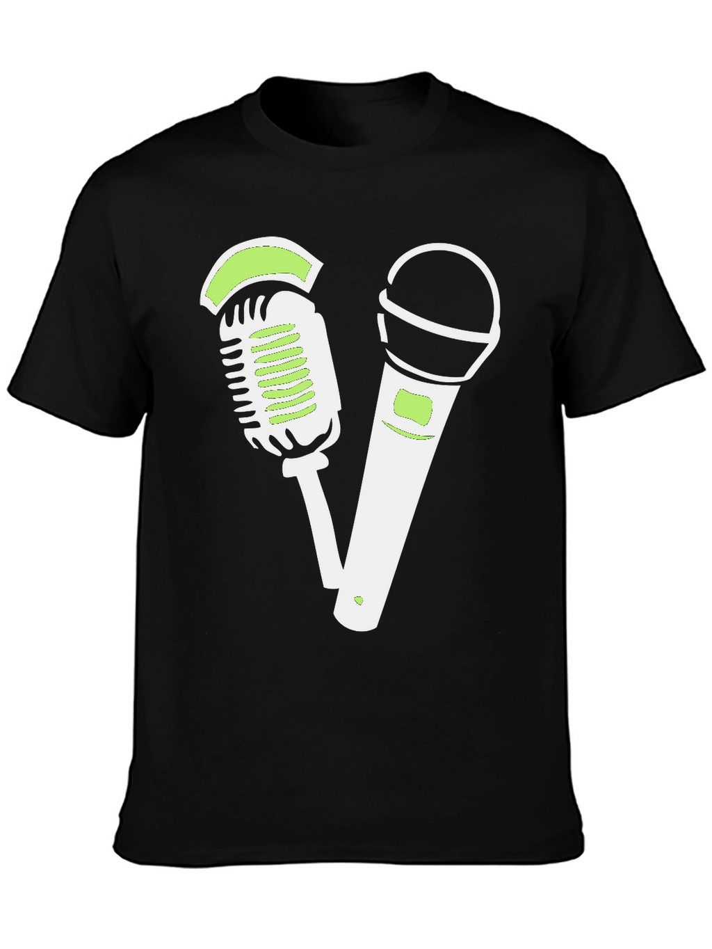 Retro Mic Graphic Tee - Black Cotton Shirt