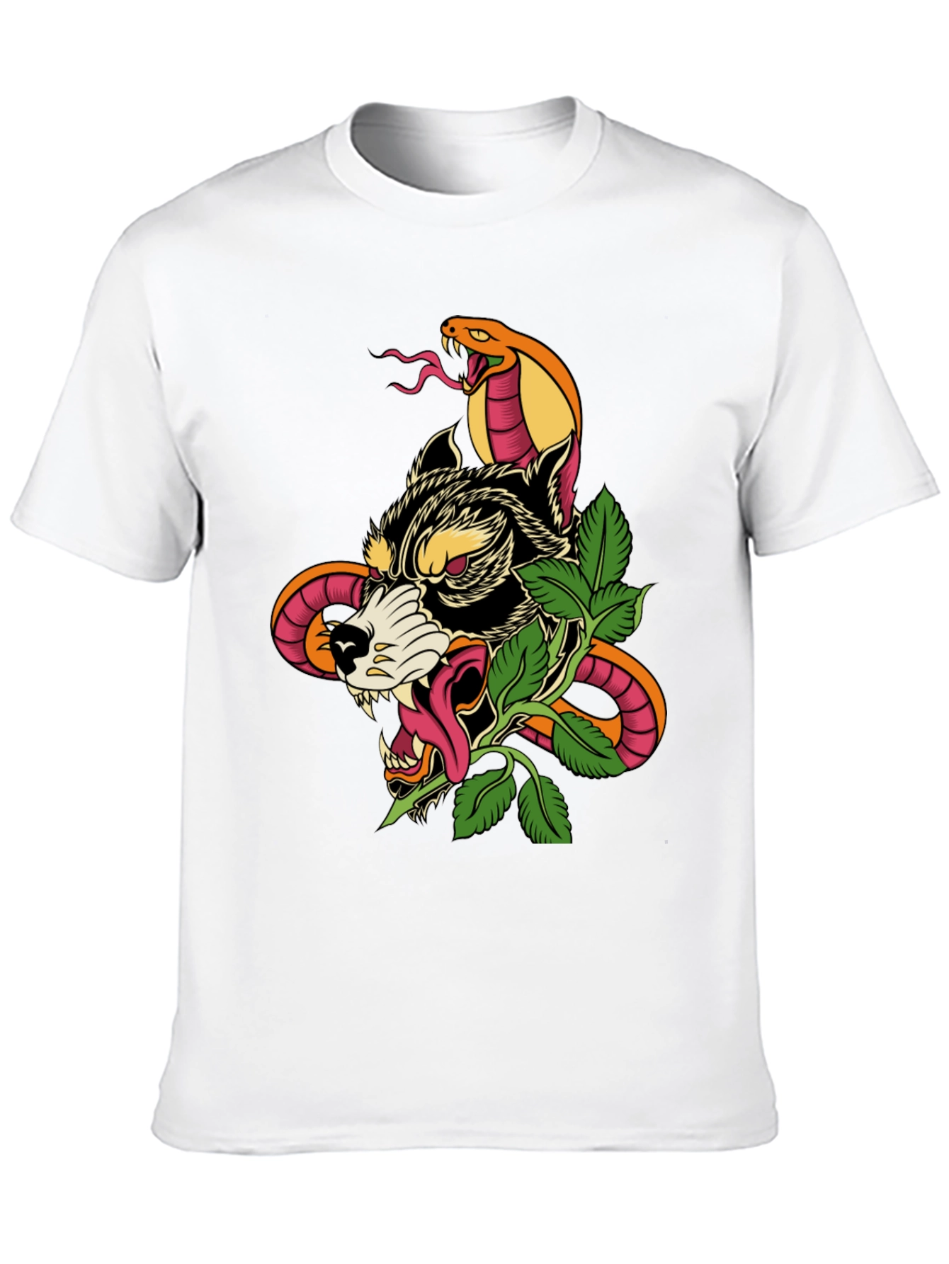 Wolf & Snake Graphic Tee - Mens Black T-Shirt