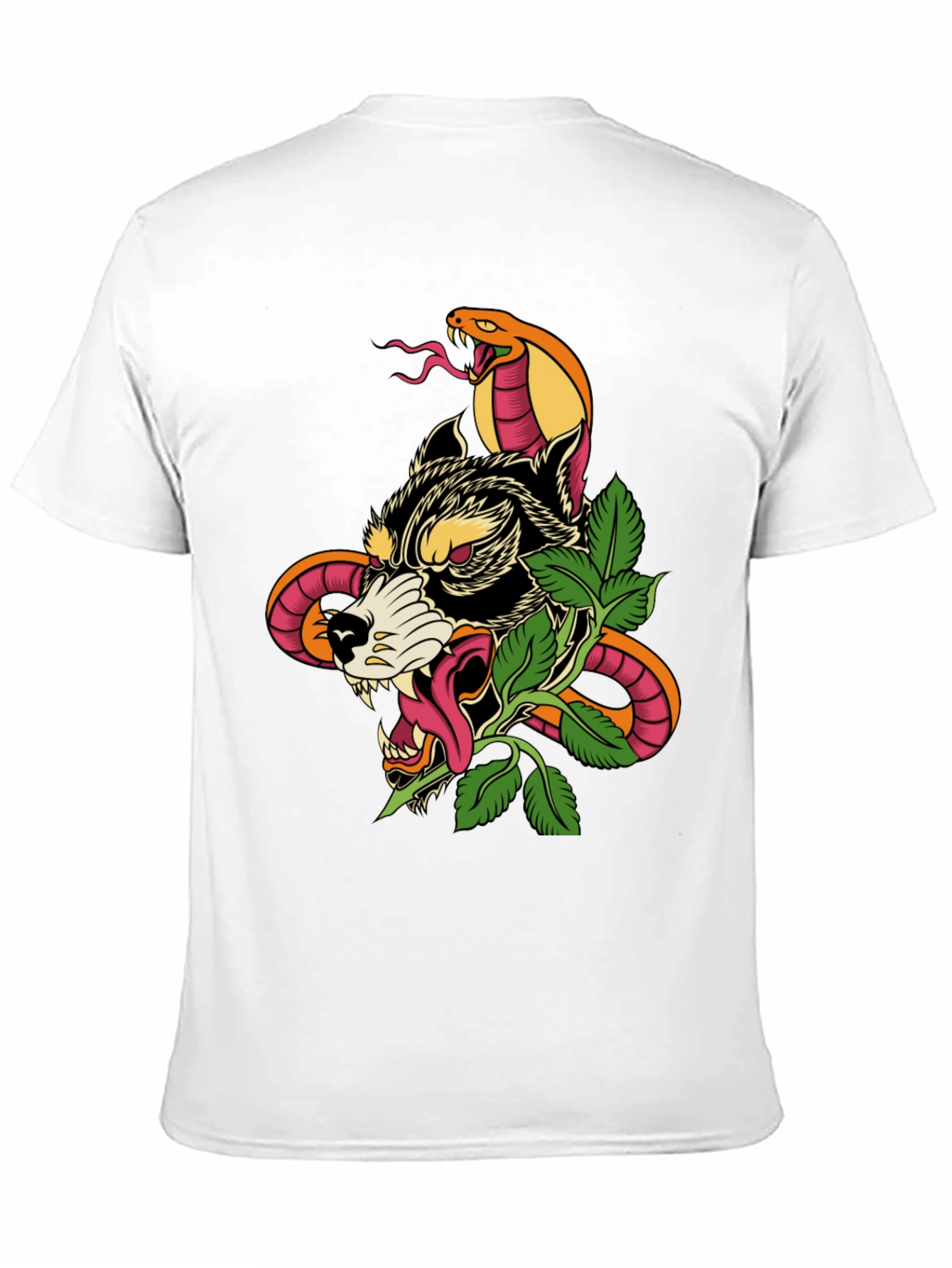 Wolf & Snake Graphic Tee - Mens Black T-Shirt