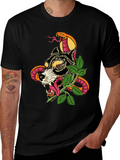 Wolf & Snake Graphic Tee - Mens Black T-Shirt
