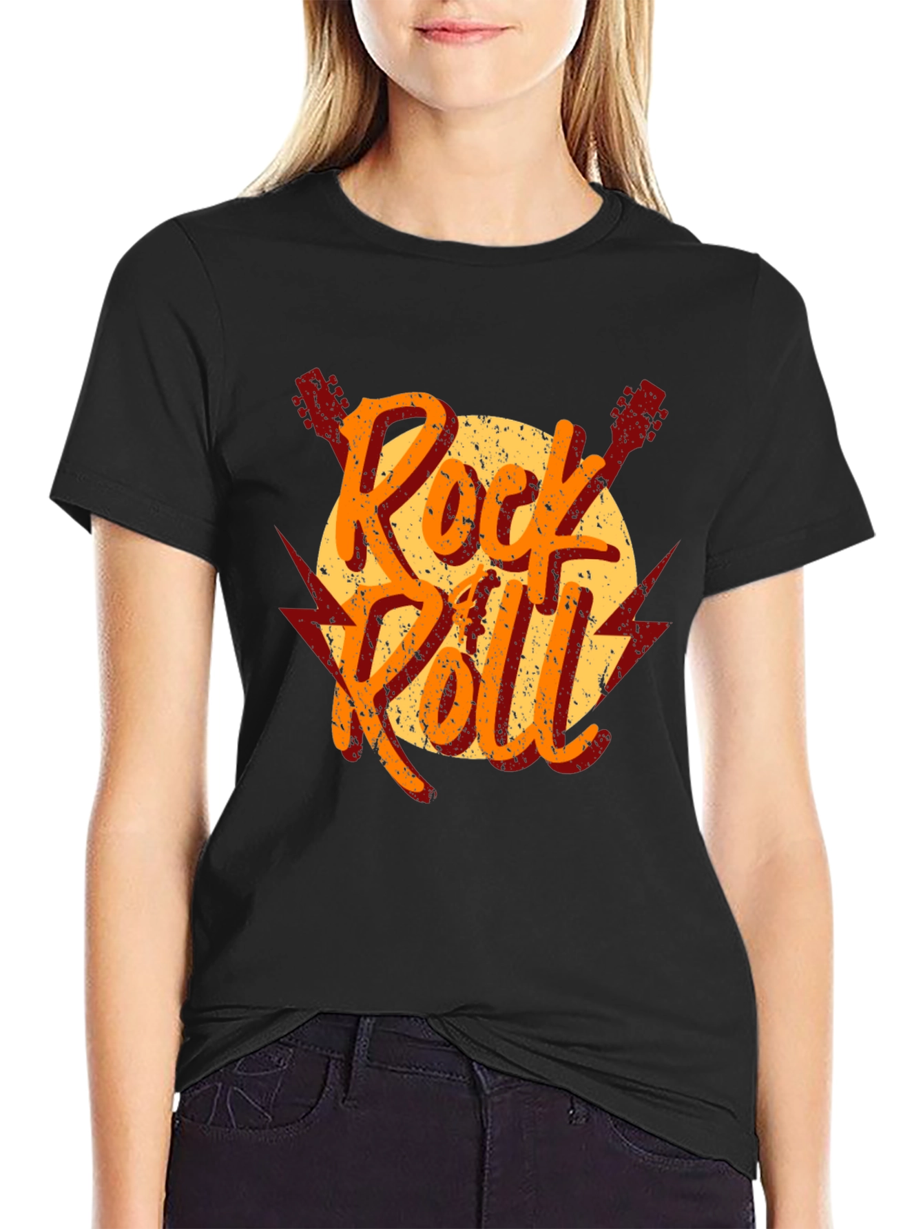 Rock and Roll Graphic Tee - Vintage Style Black T-Shirt