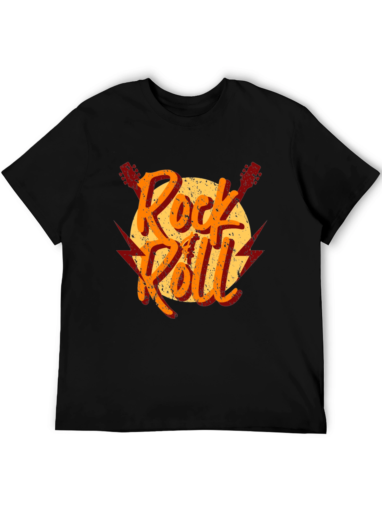 Rock and Roll Graphic Tee - Vintage Style Black T-Shirt