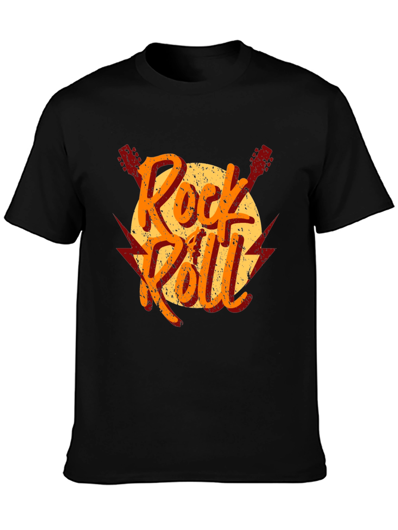 Rock and Roll Graphic Tee - Vintage Style Black T-Shirt