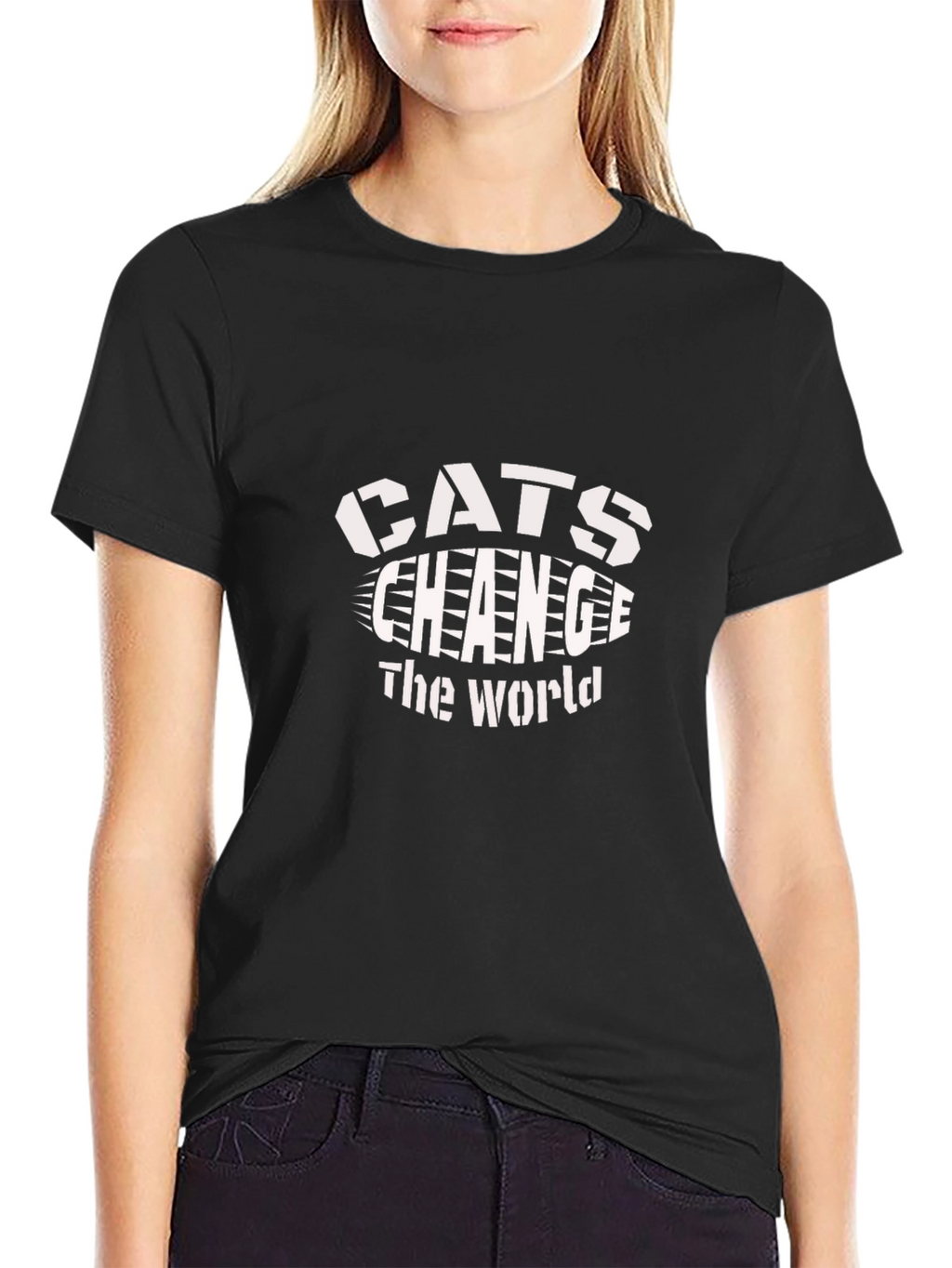 Cats Change The World Black Graphic Tee
