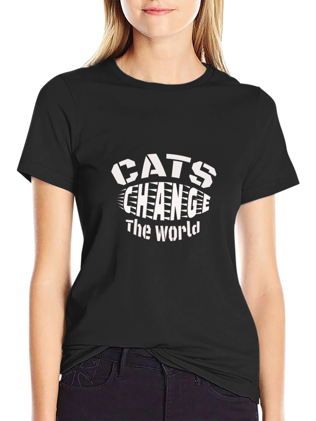 Cats Change The World Black Graphic Tee