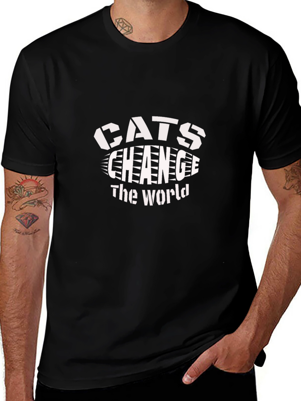 Cats Change The World Black Graphic Tee