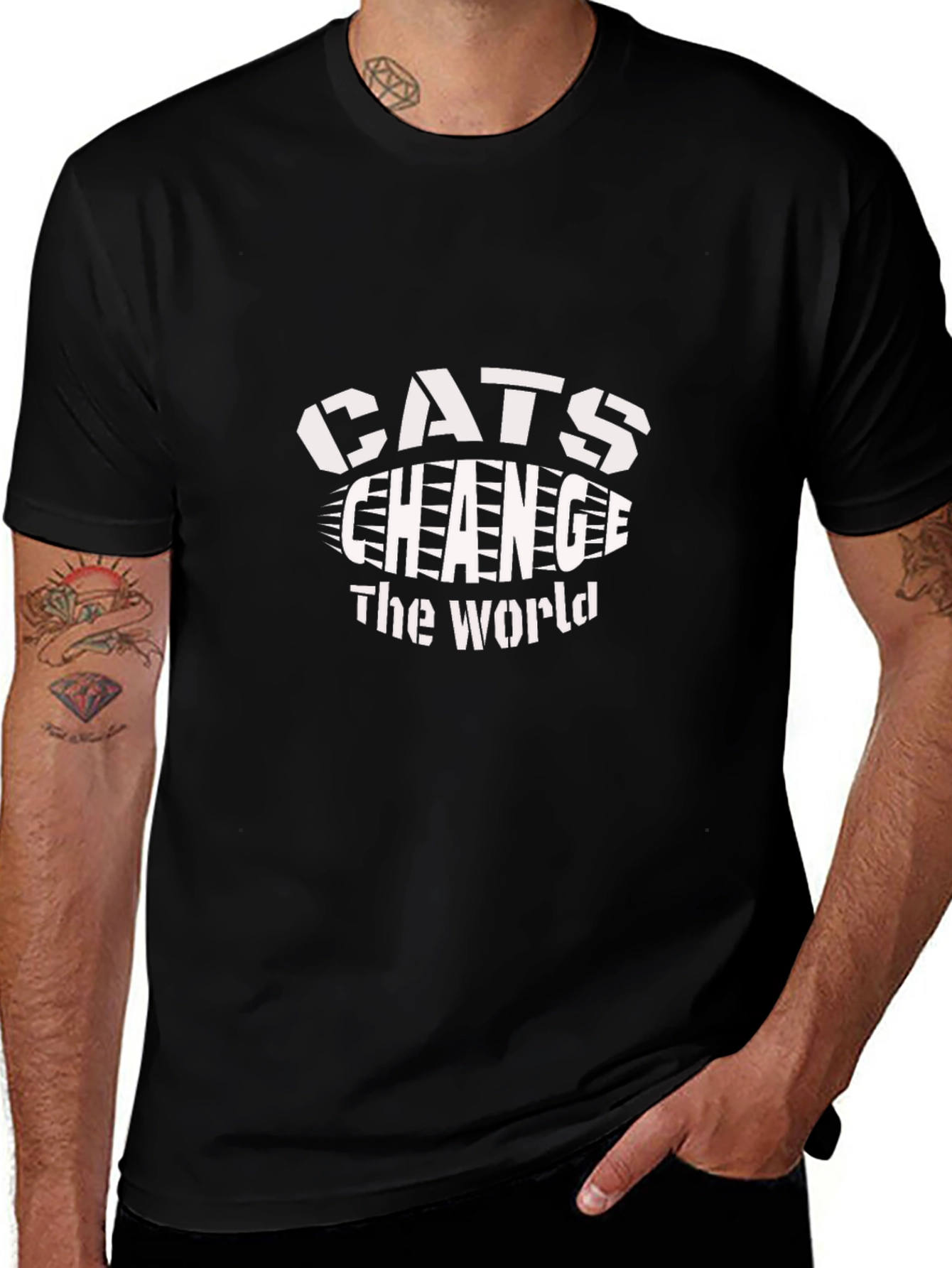 Cats Change The World Black Graphic Tee