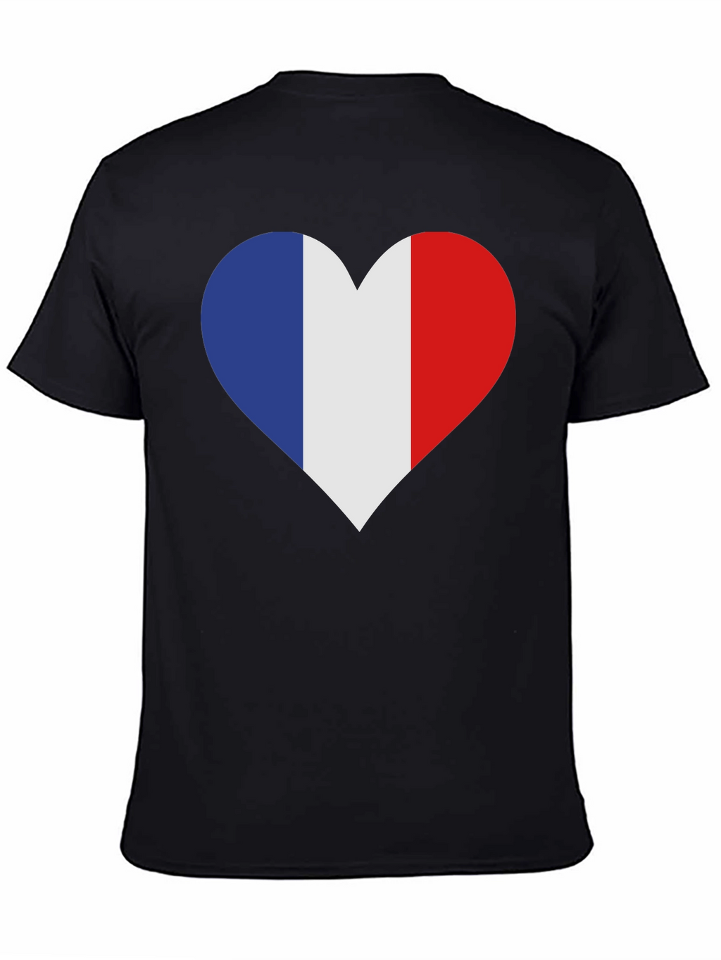 France Flag Heart T-Shirt - Black Cotton Tee