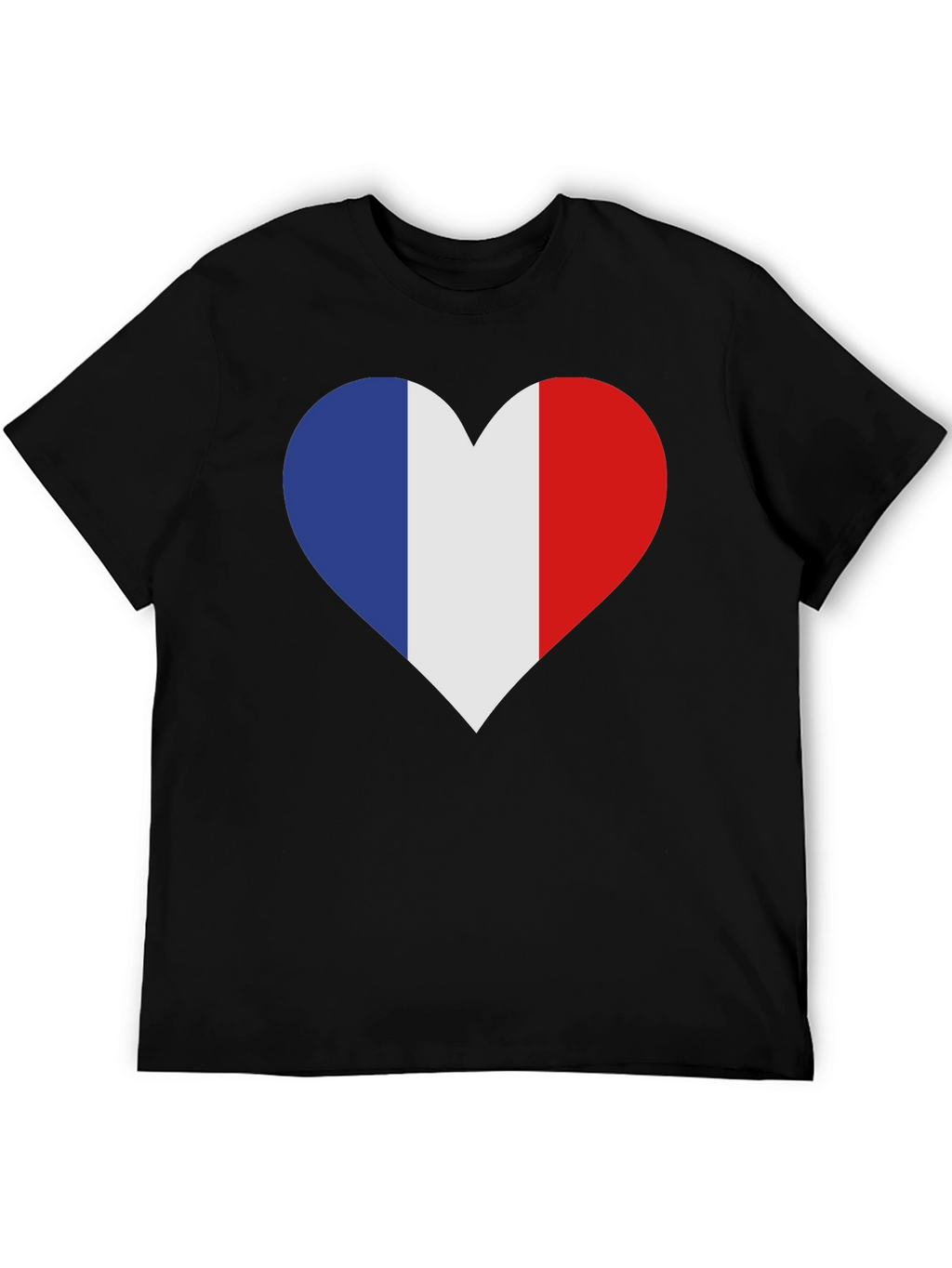 France Flag Heart T-Shirt - Black Cotton Tee