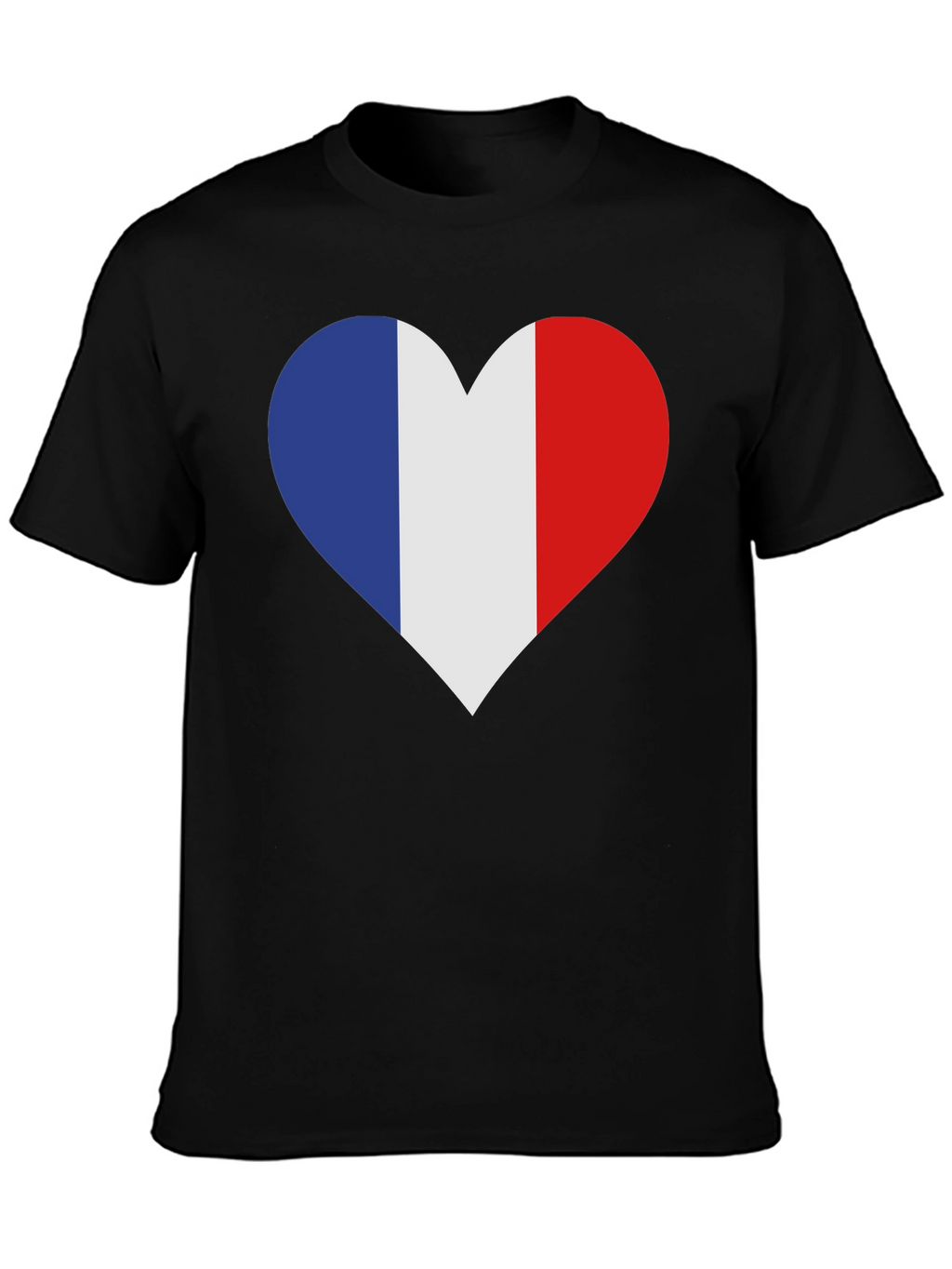 France Flag Heart T-Shirt - Black Cotton Tee
