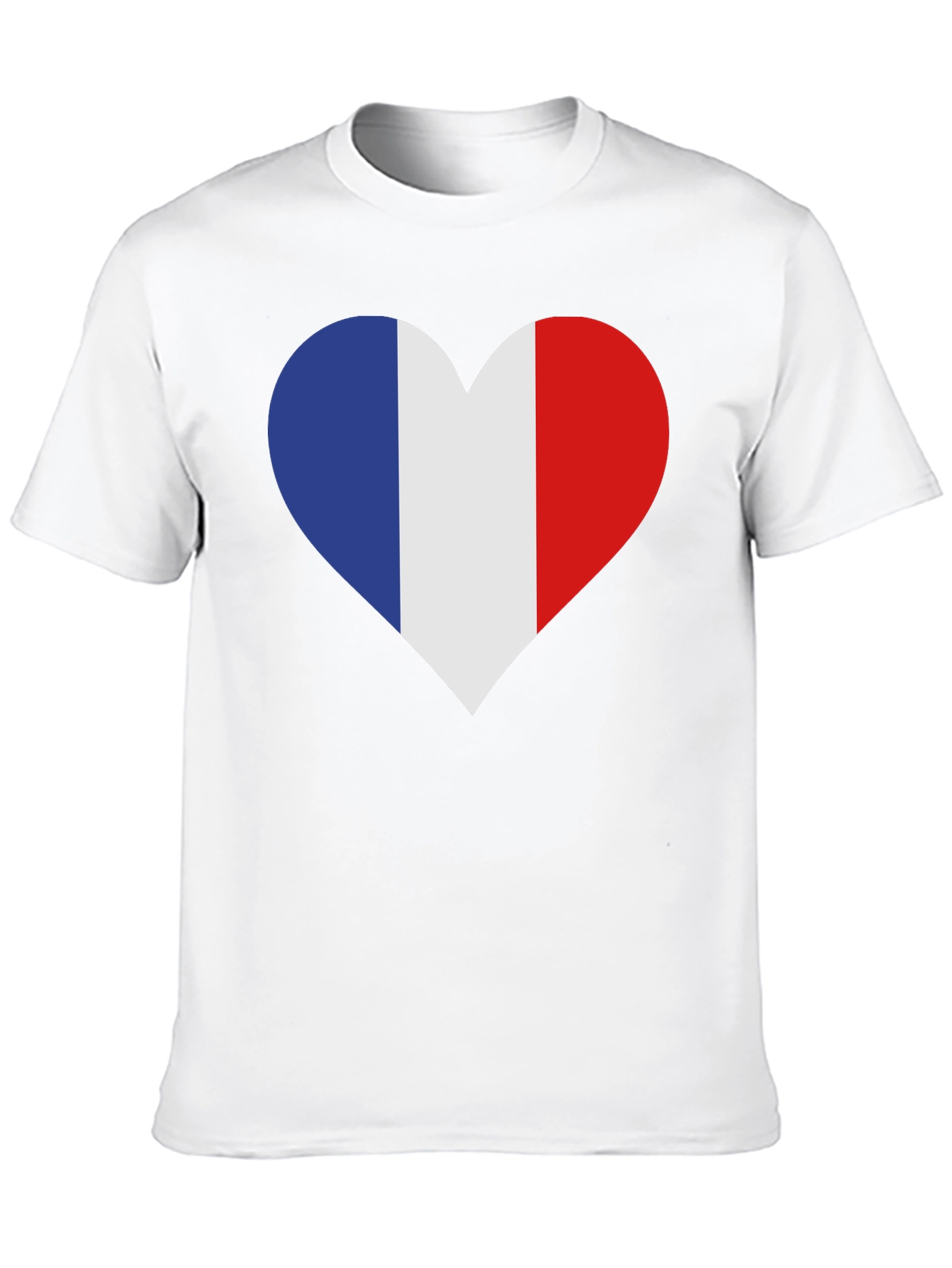 France Flag Heart T-Shirt - Black Cotton Tee