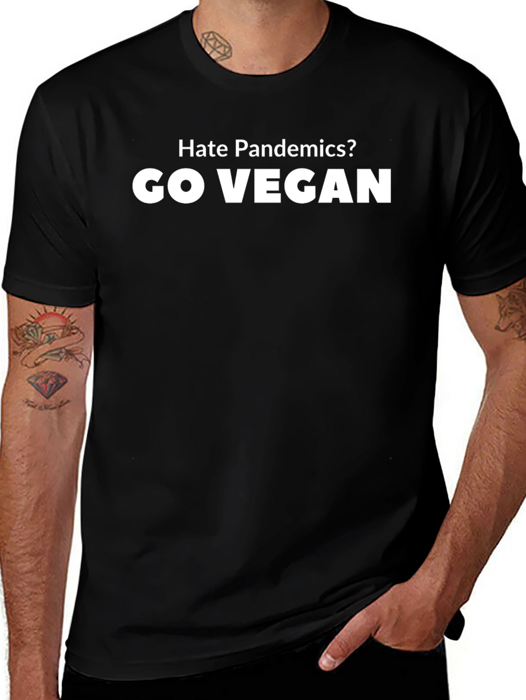 Hate Pandemics? Go Vegan Black Graphic Tee