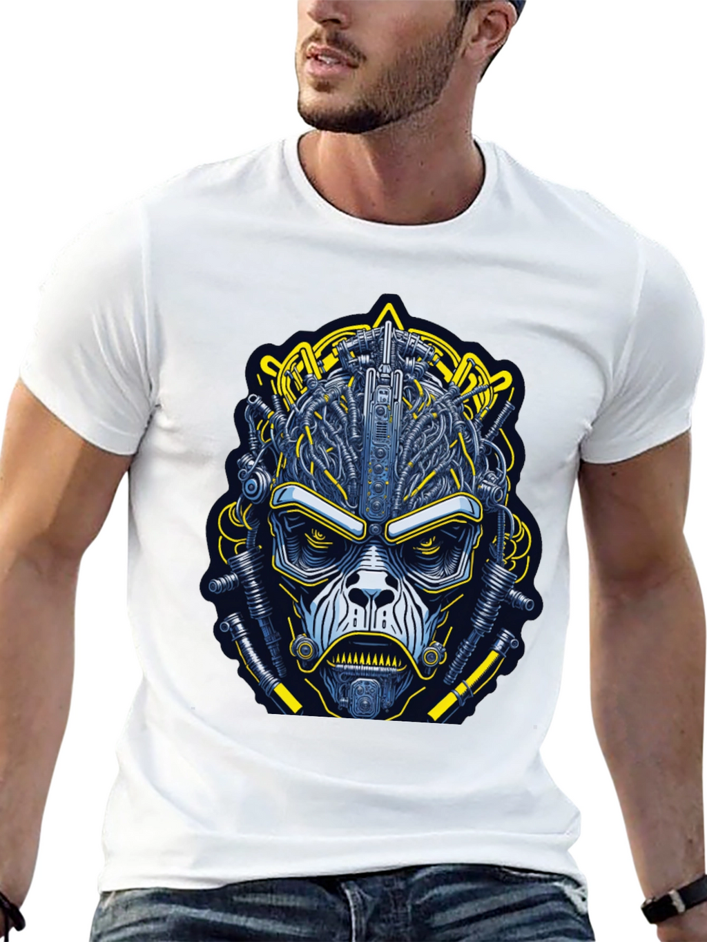 Cyborg Face Graphic T-Shirt