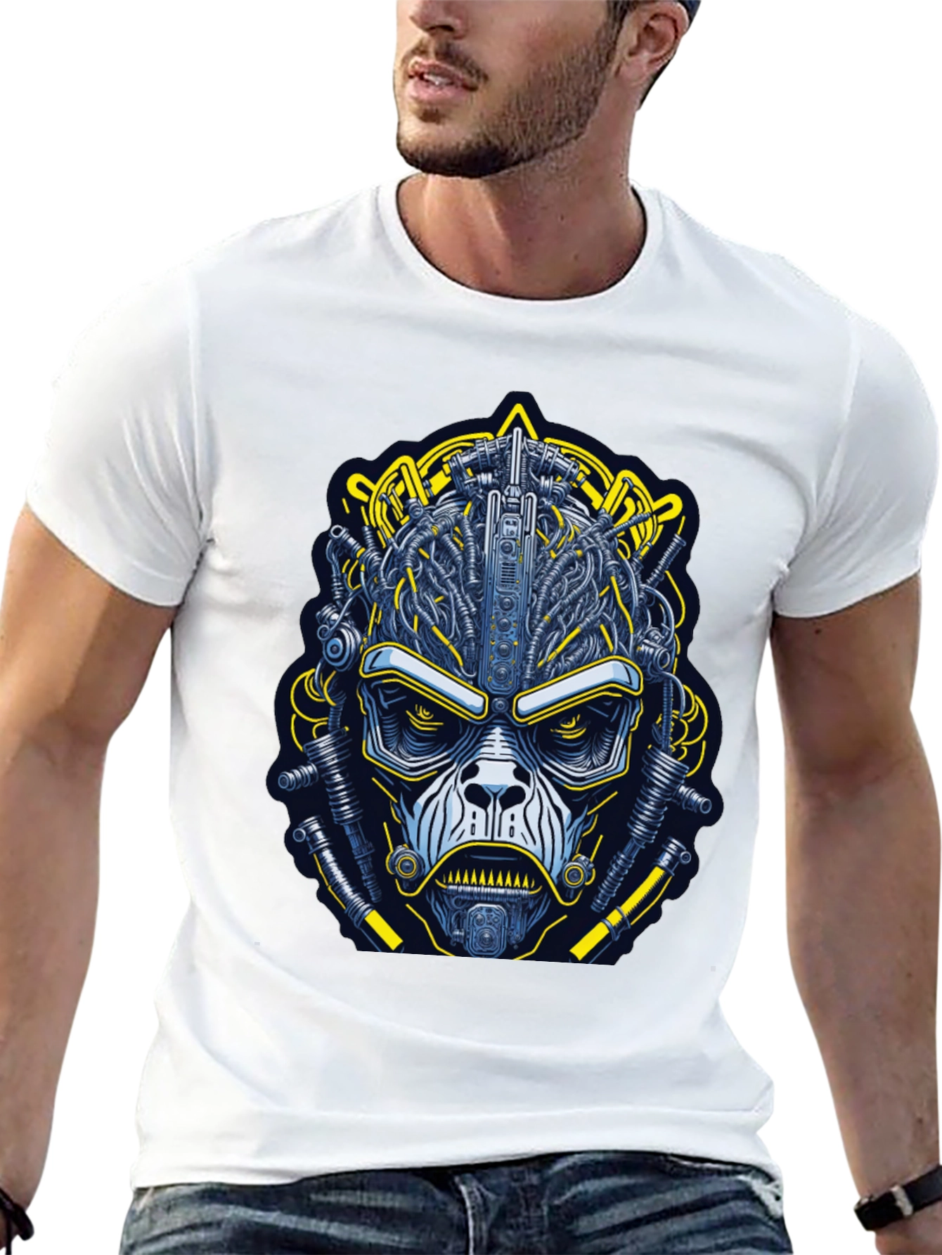 Cyborg Face Graphic T-Shirt