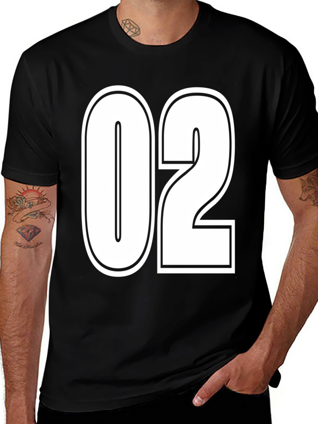 Mens Black Graphic T-Shirt with 02 Design