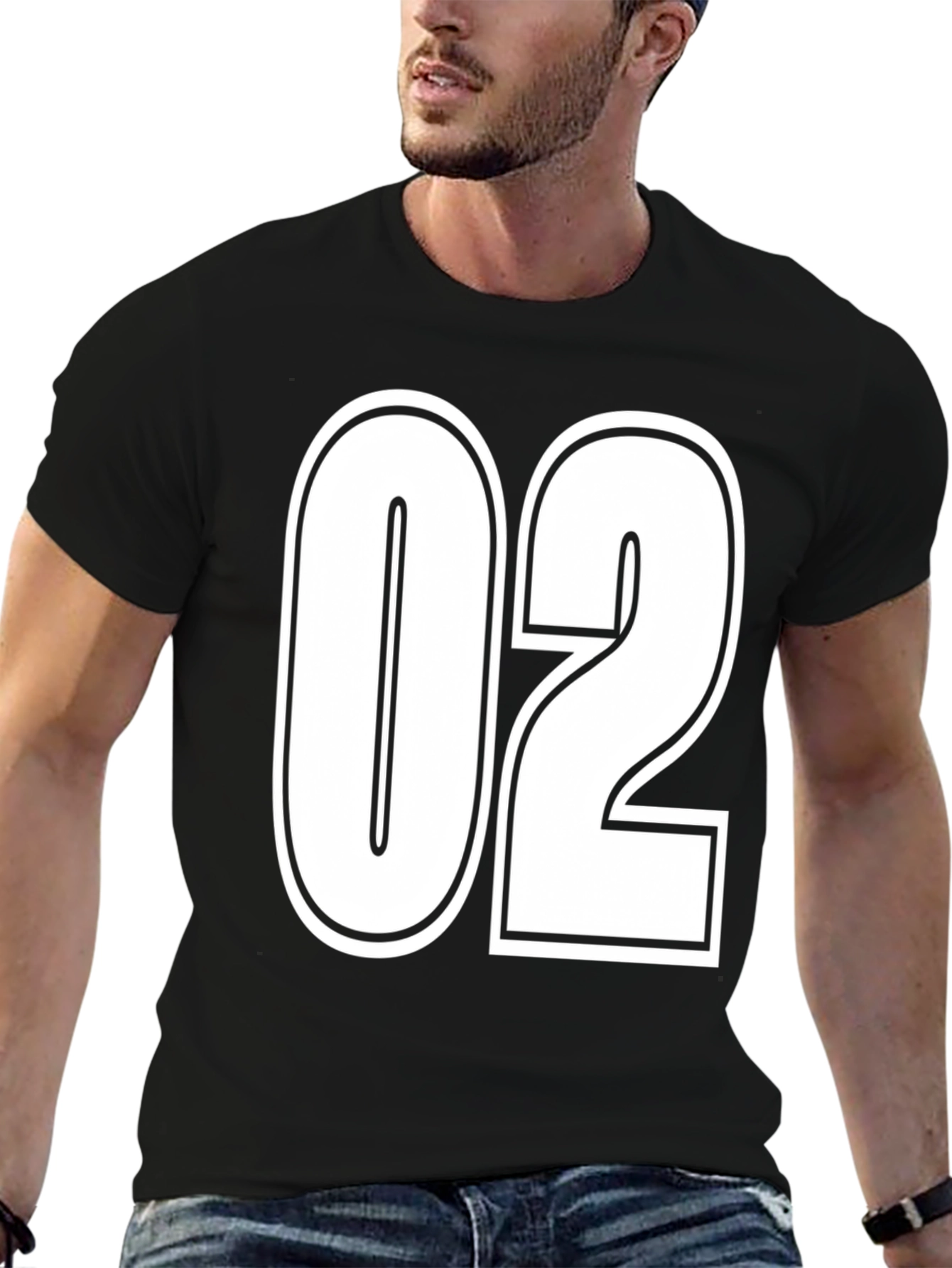 Mens Black Graphic T-Shirt with 02 Design