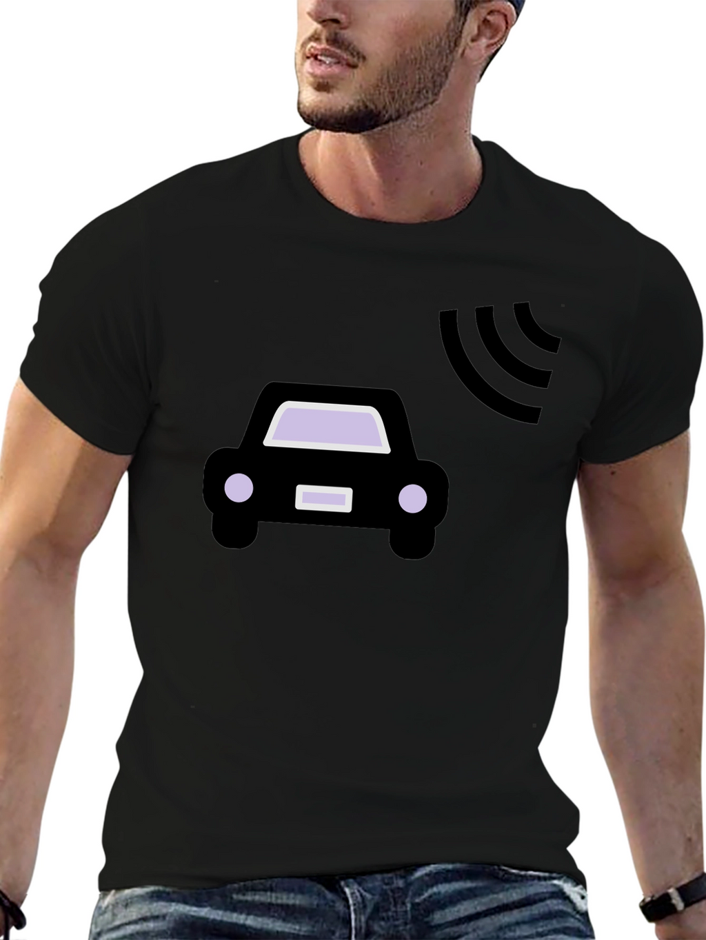 Autonomous Car T-Shirt - Black Cotton