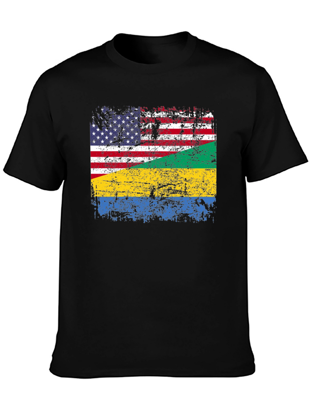 USA Gabon Flag Distressed T-Shirt