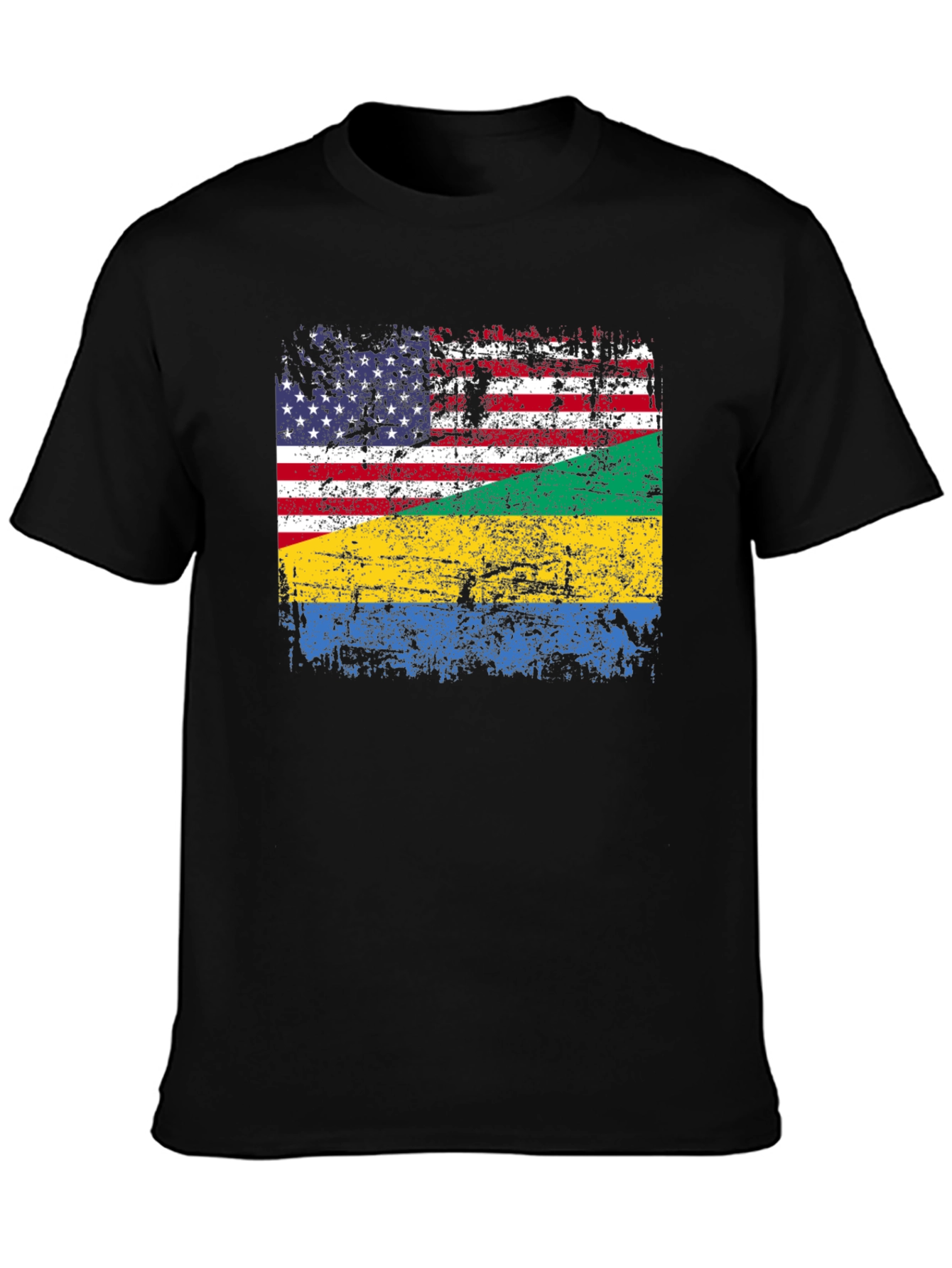USA Gabon Flag Distressed T-Shirt