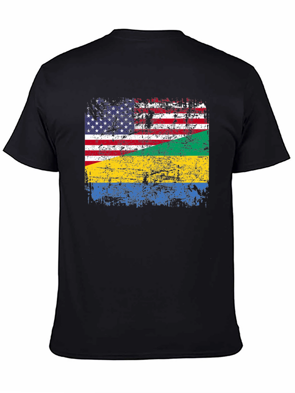 USA Gabon Flag Distressed T-Shirt