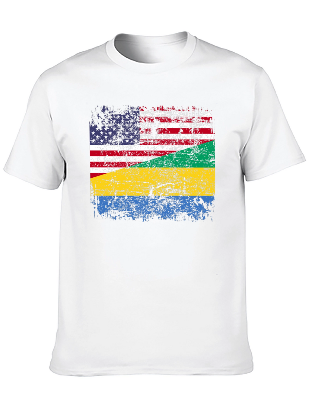 USA Gabon Flag Distressed T-Shirt