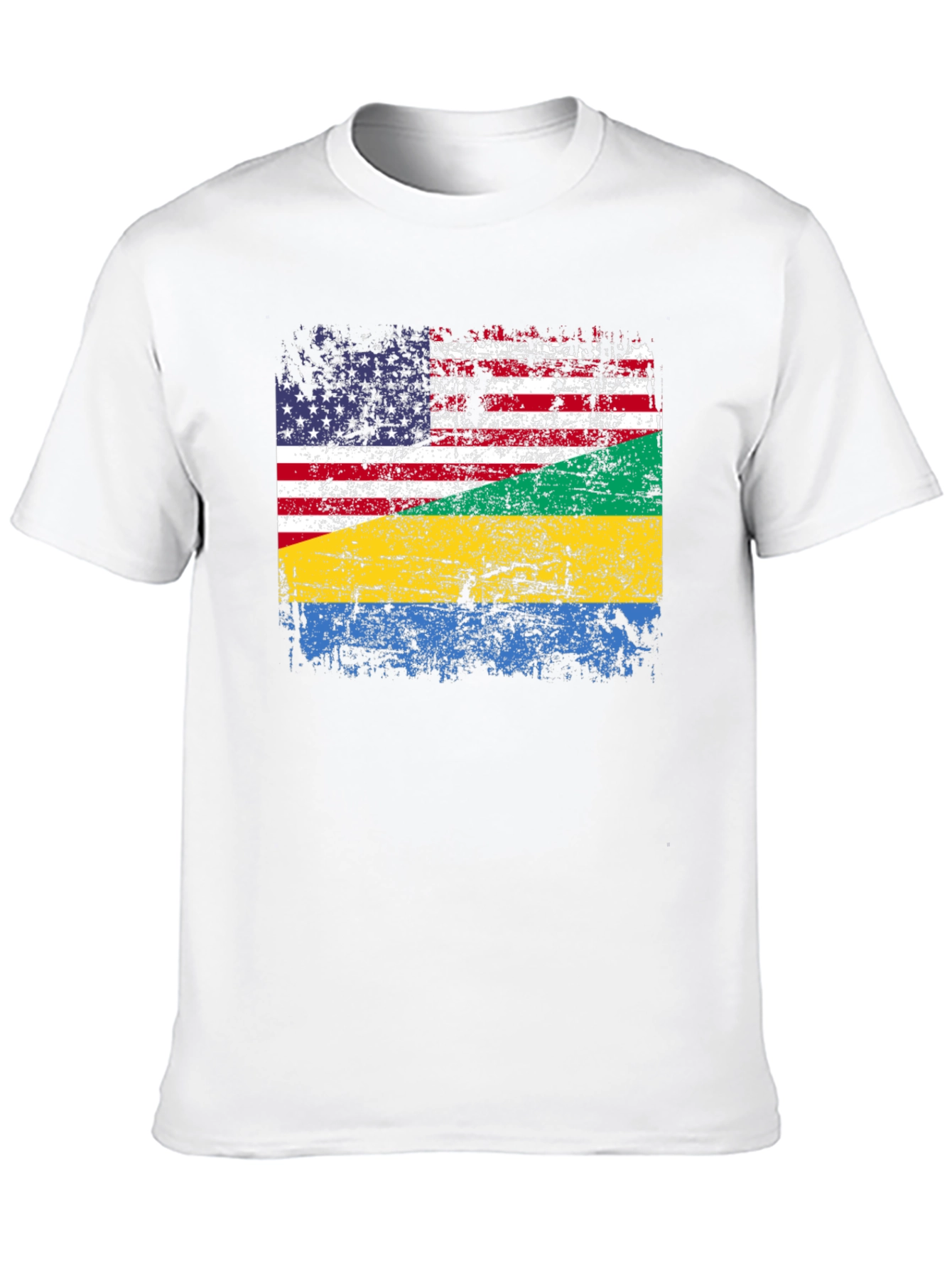 USA Gabon Flag Distressed T-Shirt