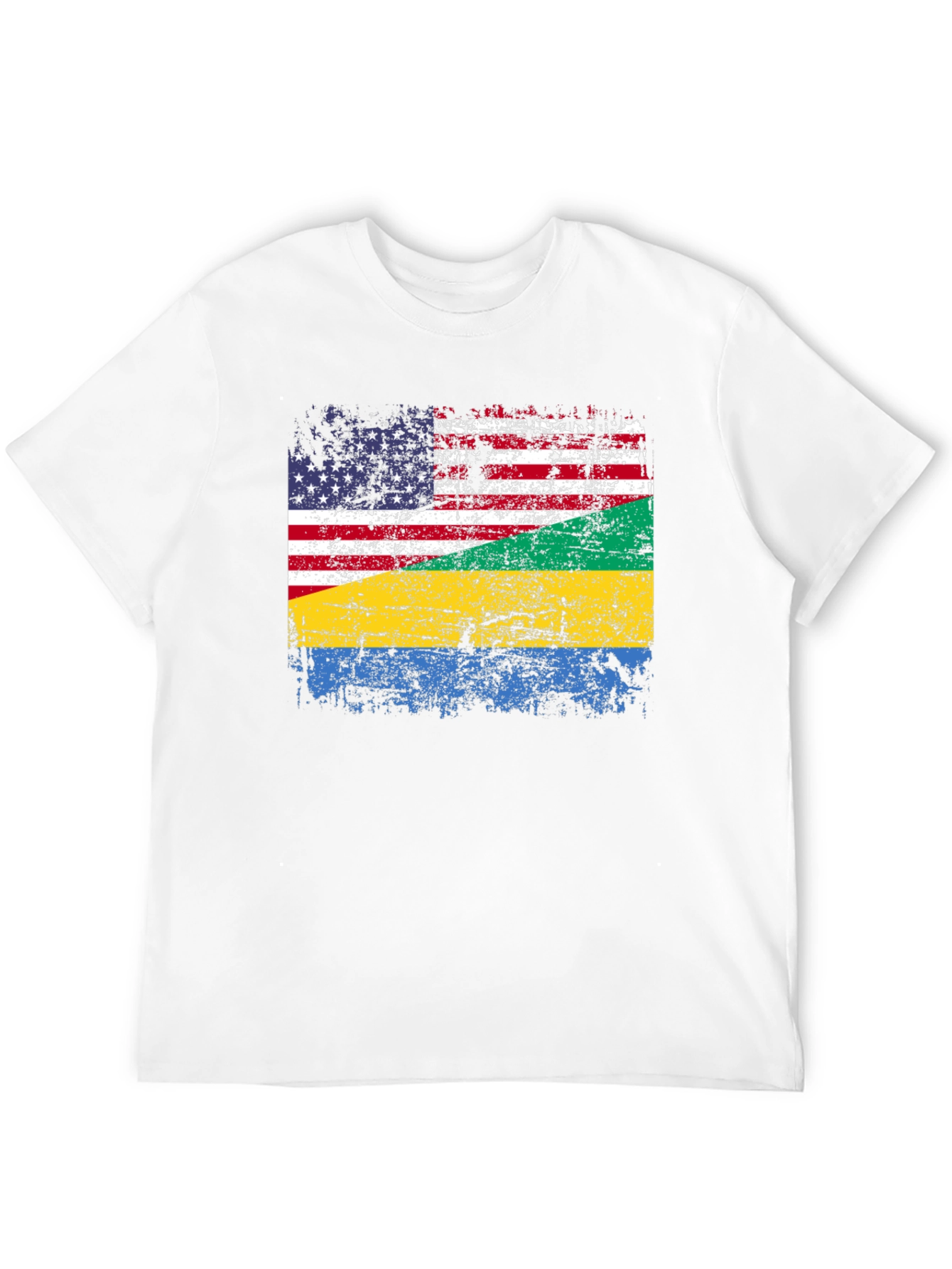 USA Gabon Flag Distressed T-Shirt