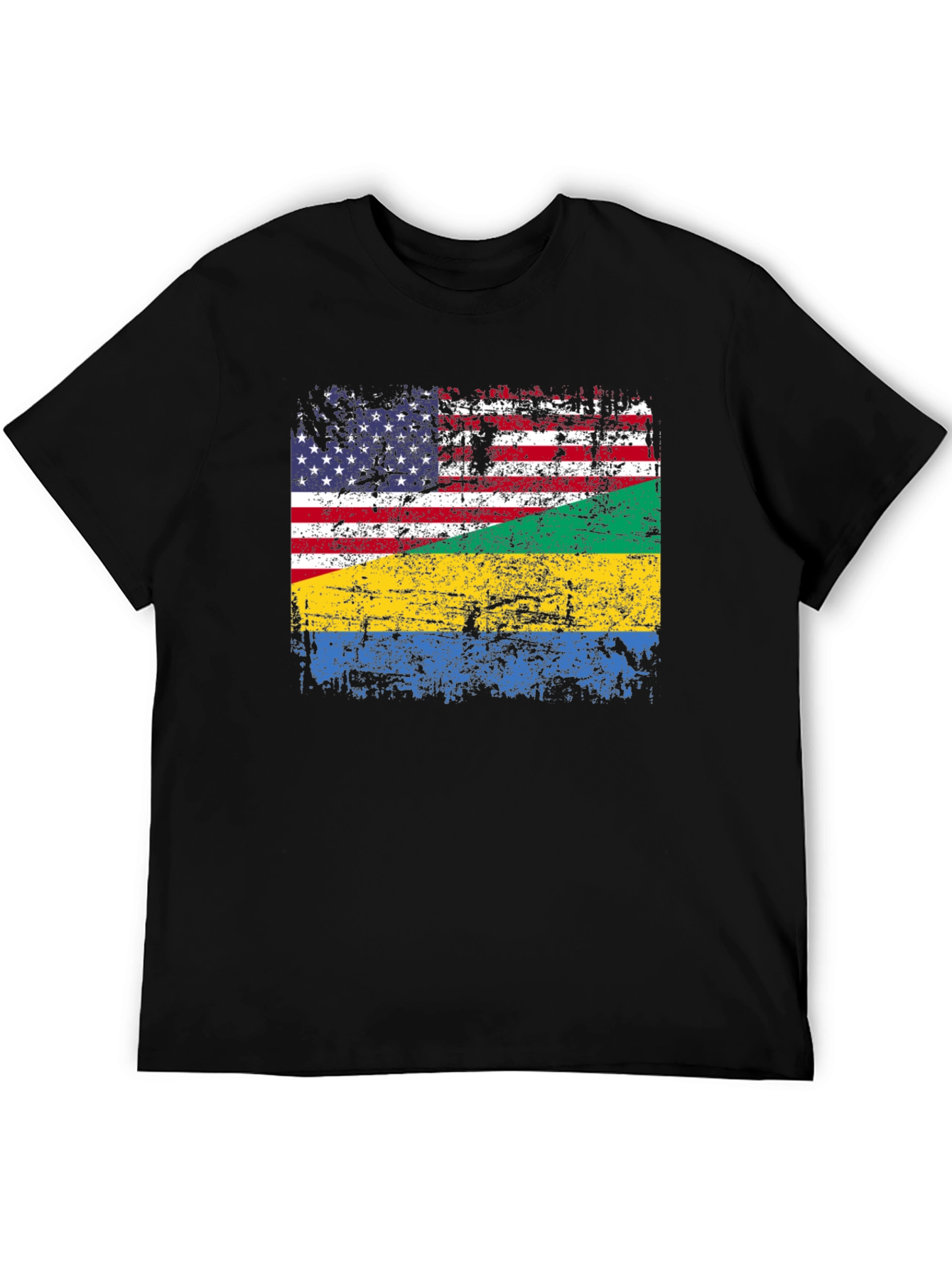 USA Gabon Flag Distressed T-Shirt