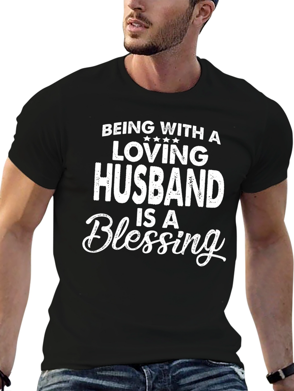 Loving Husband Blessing Black Graphic Tee